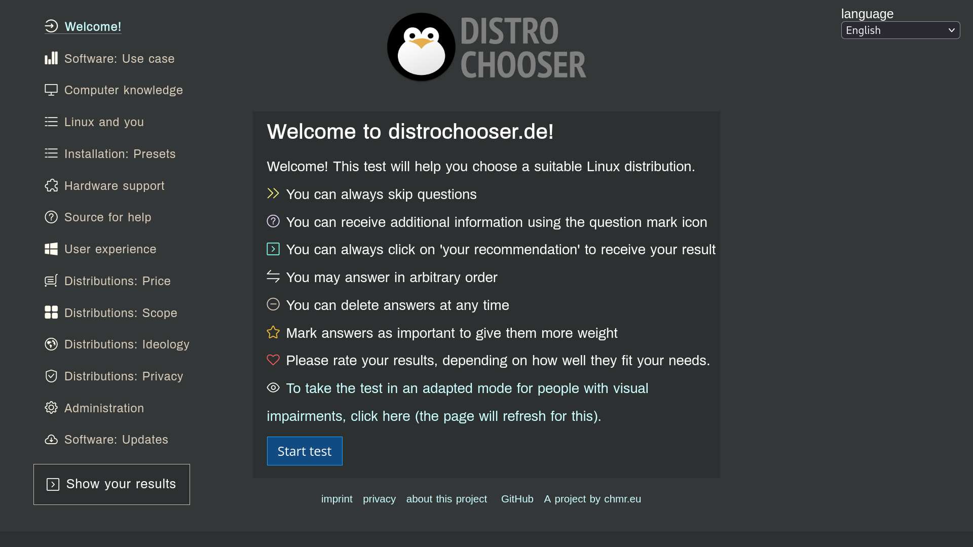 Distrochooser Homepage