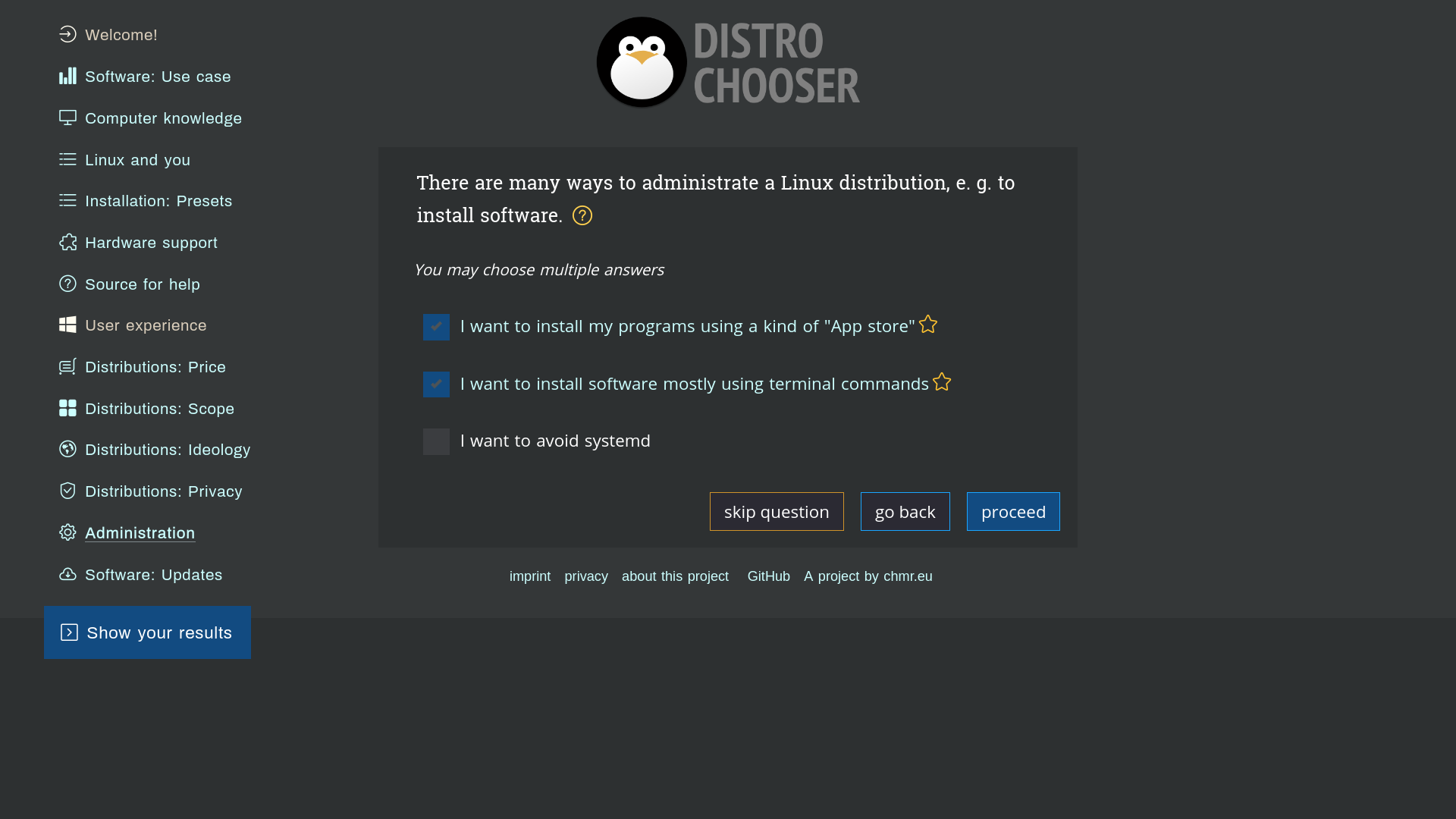 Distrochooser Question No12