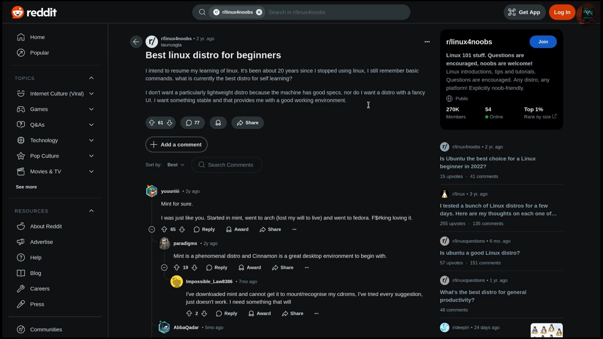 best linux distro reddit