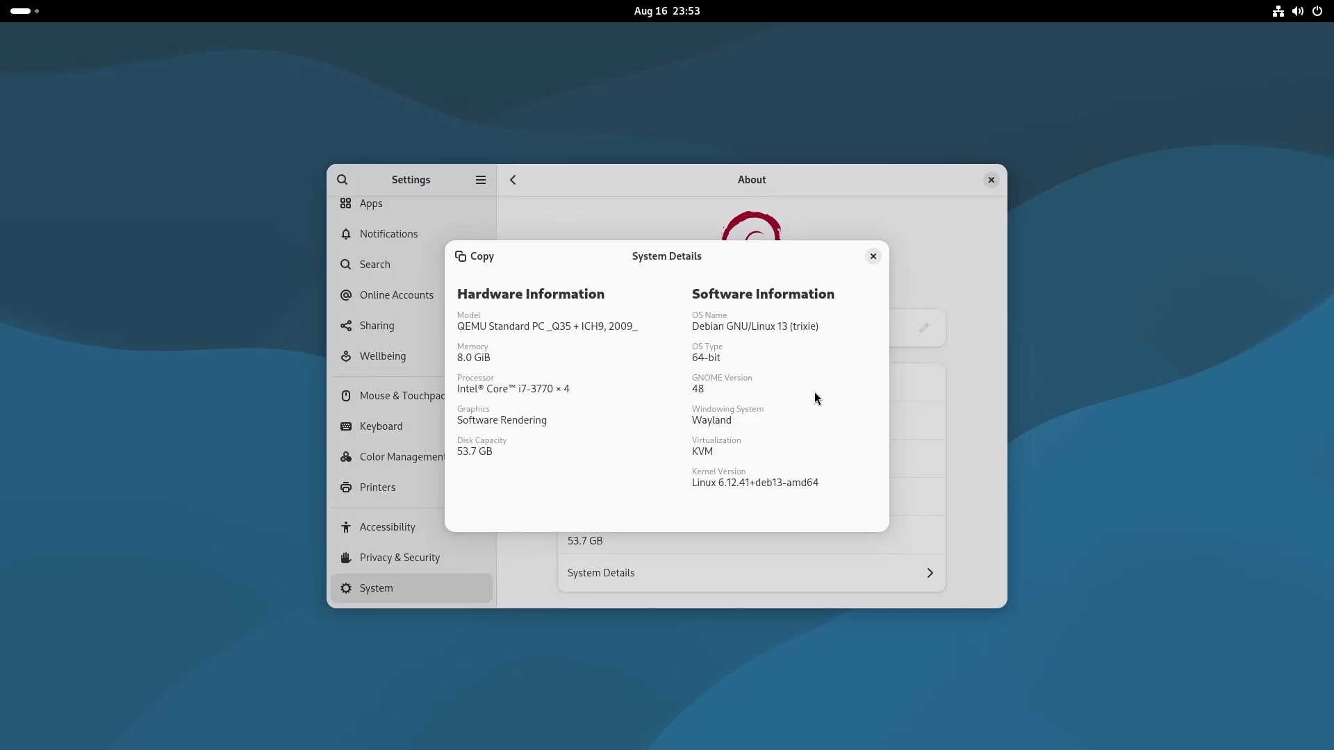 Debian System Details