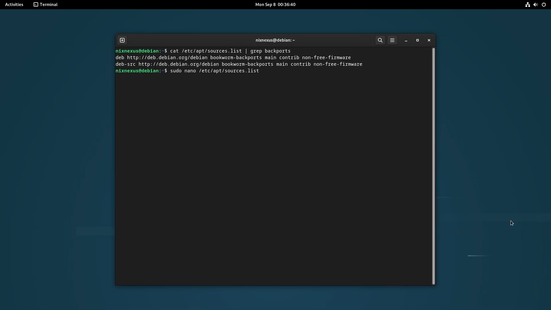 Upgrade from Debian 12 to Debian 13 - Open the sources.list