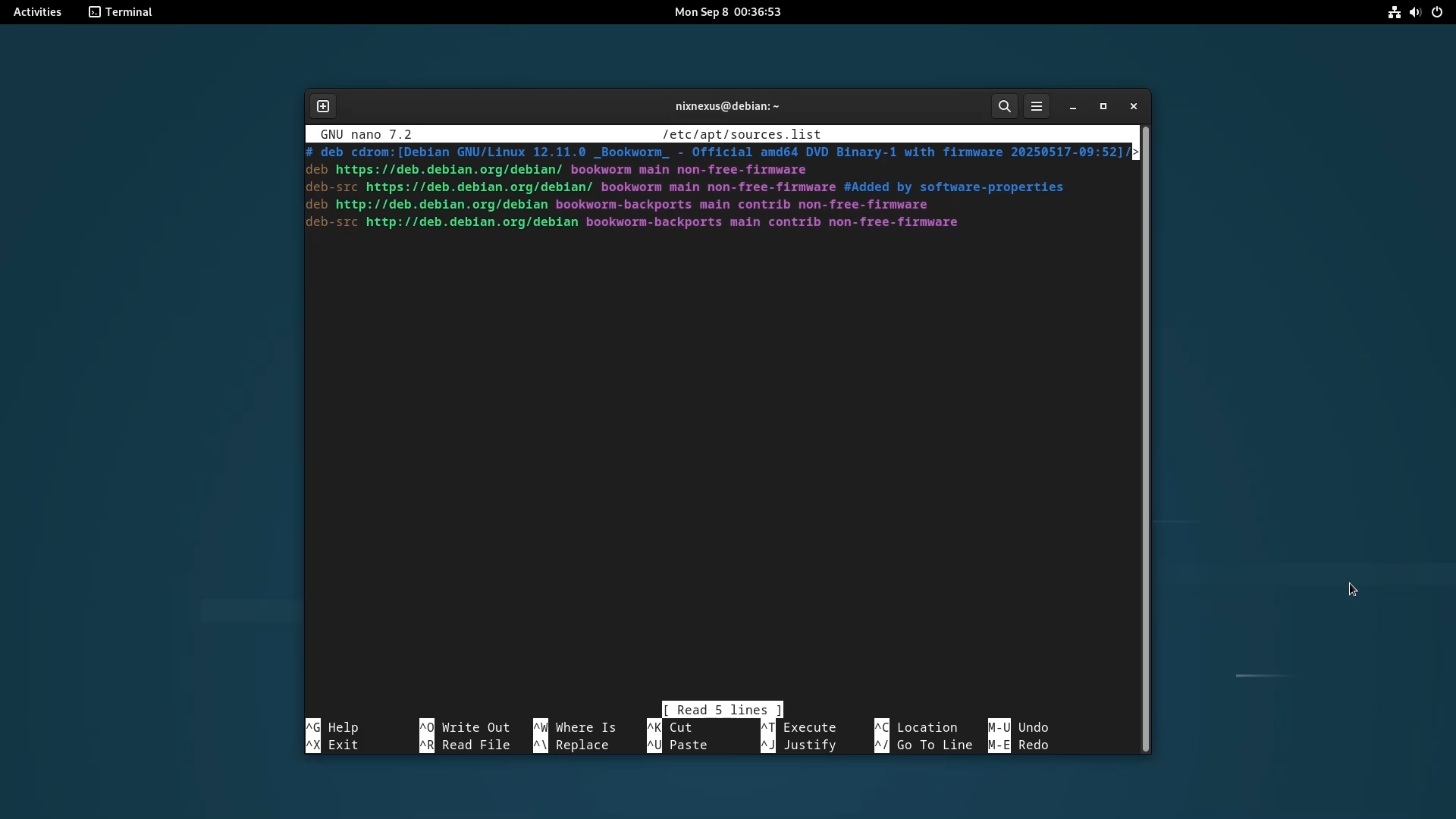 Upgrade from Debian 12 to Debian 13 - sources.list file Status