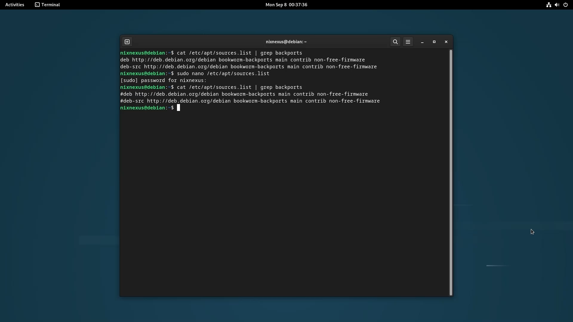 Upgrade from Debian 12 to Debian 13 - Verify Disable Backports