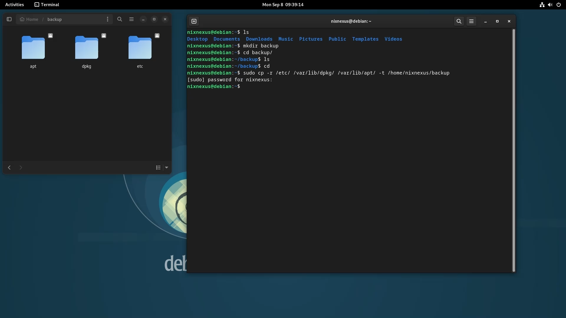 Upgrade from Debian 12 to Debian 13 - Creating Backup