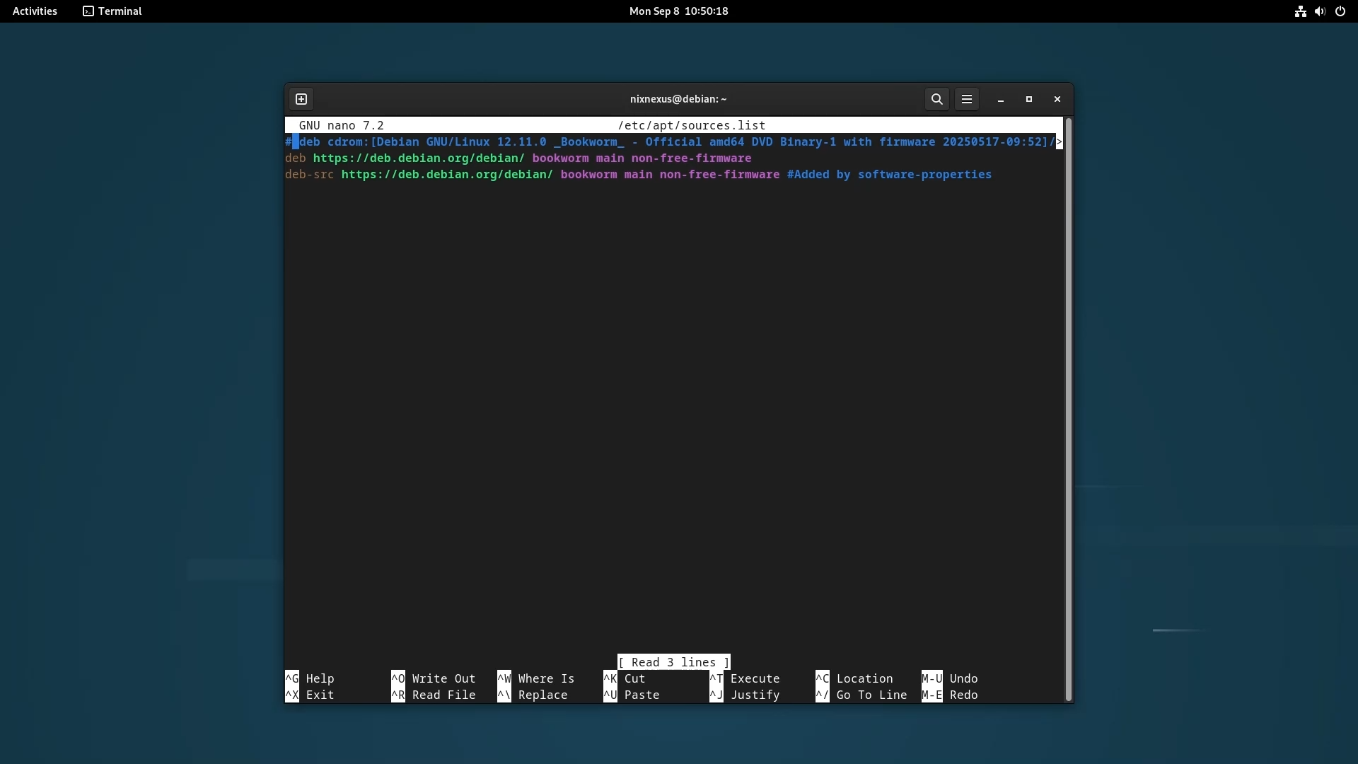 Upgrade from Debian 12 to Debian 13 - Debian sources.list file