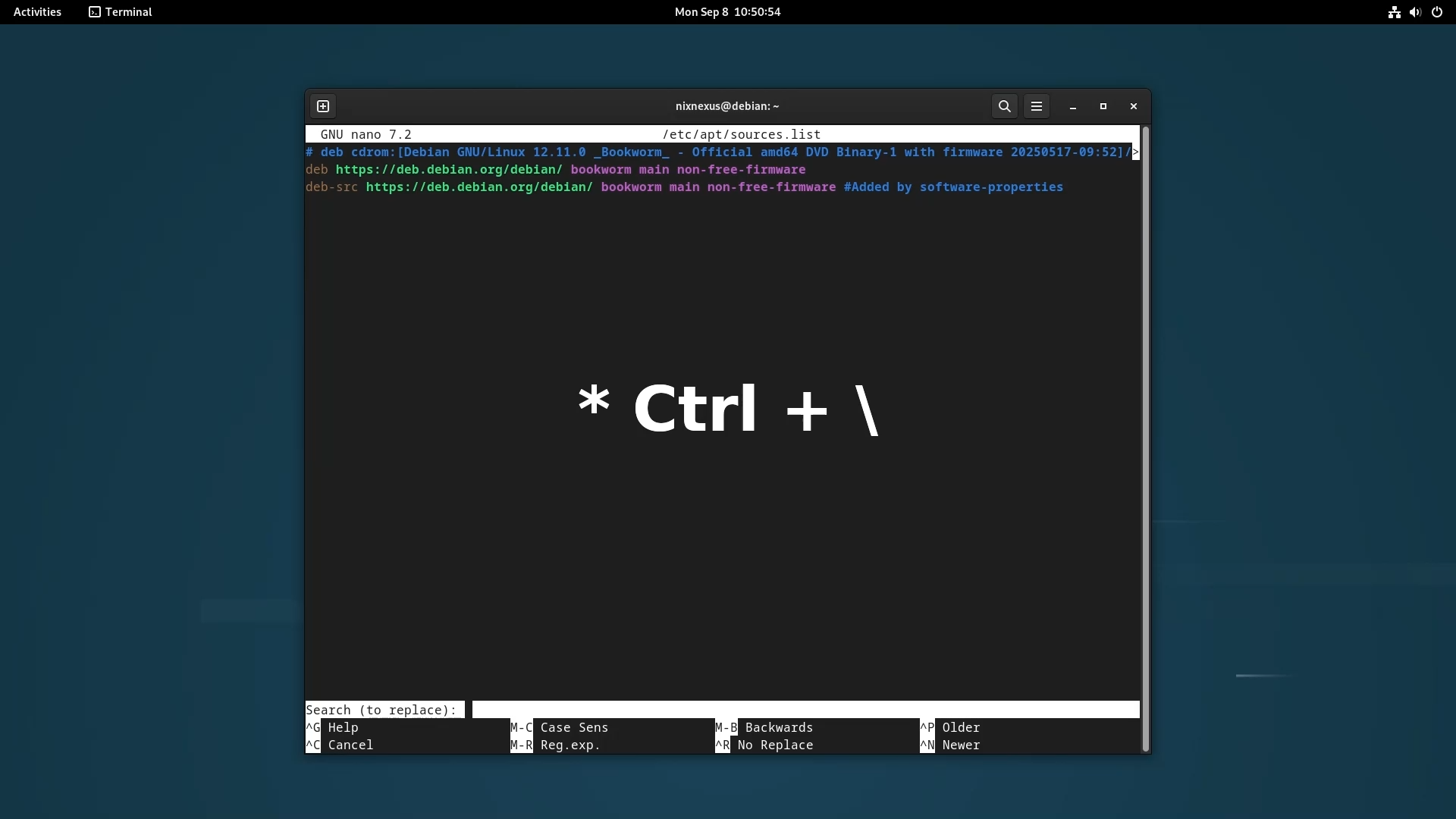 Upgrade from Debian 12 to Debian 13 - Editing the Debian sources.list file-1