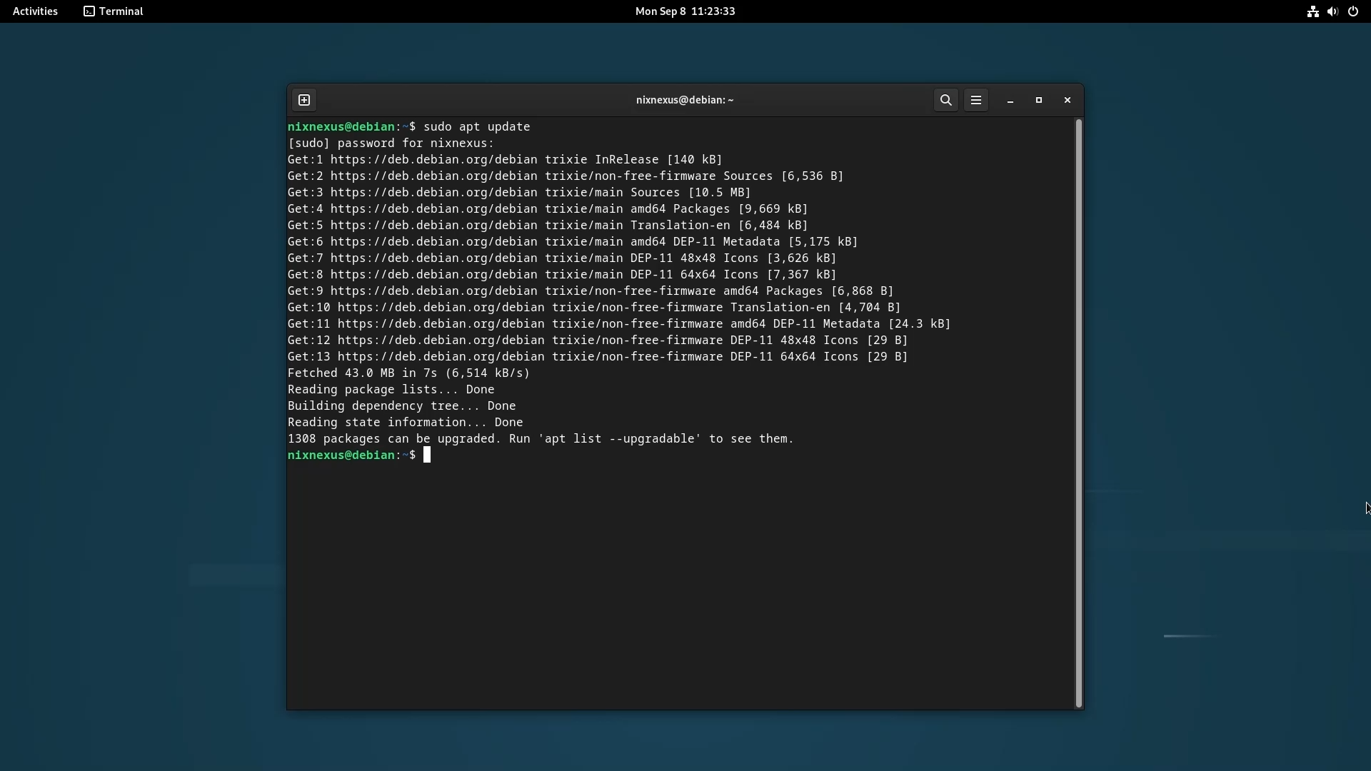 Upgrade from Debian 12 to Debian 13 - sudo apt update