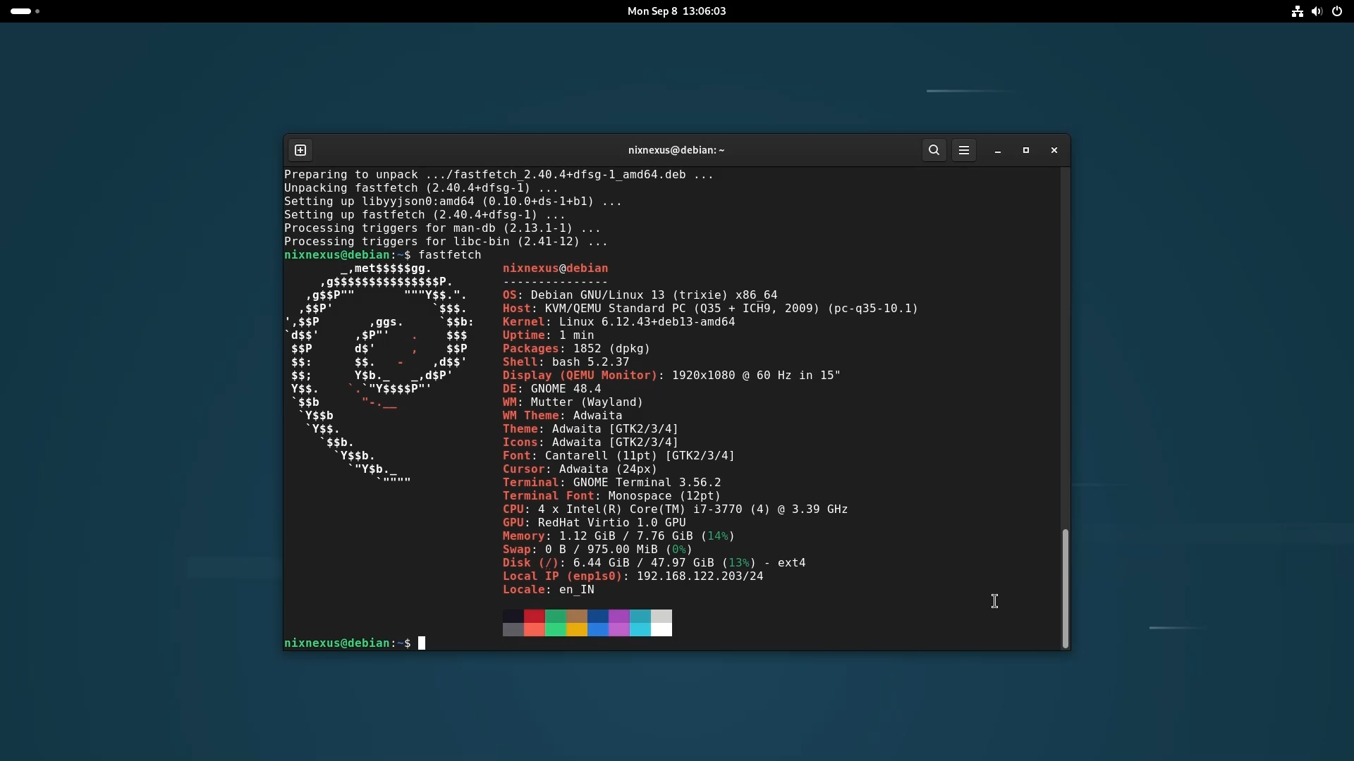 Upgrade from Debian 12 to Debian 13 is complete