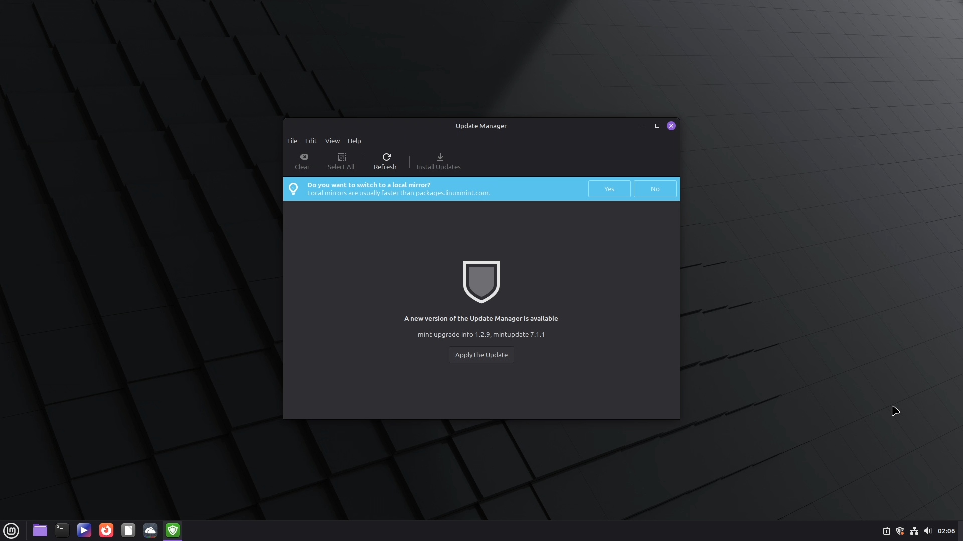 Linux Mint 22.2 Update Manager
