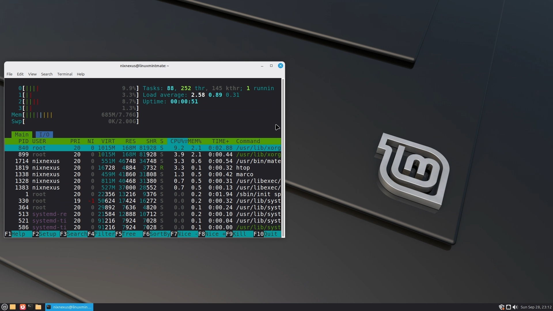 Linux-Mint-22.2-Mate-HTOP