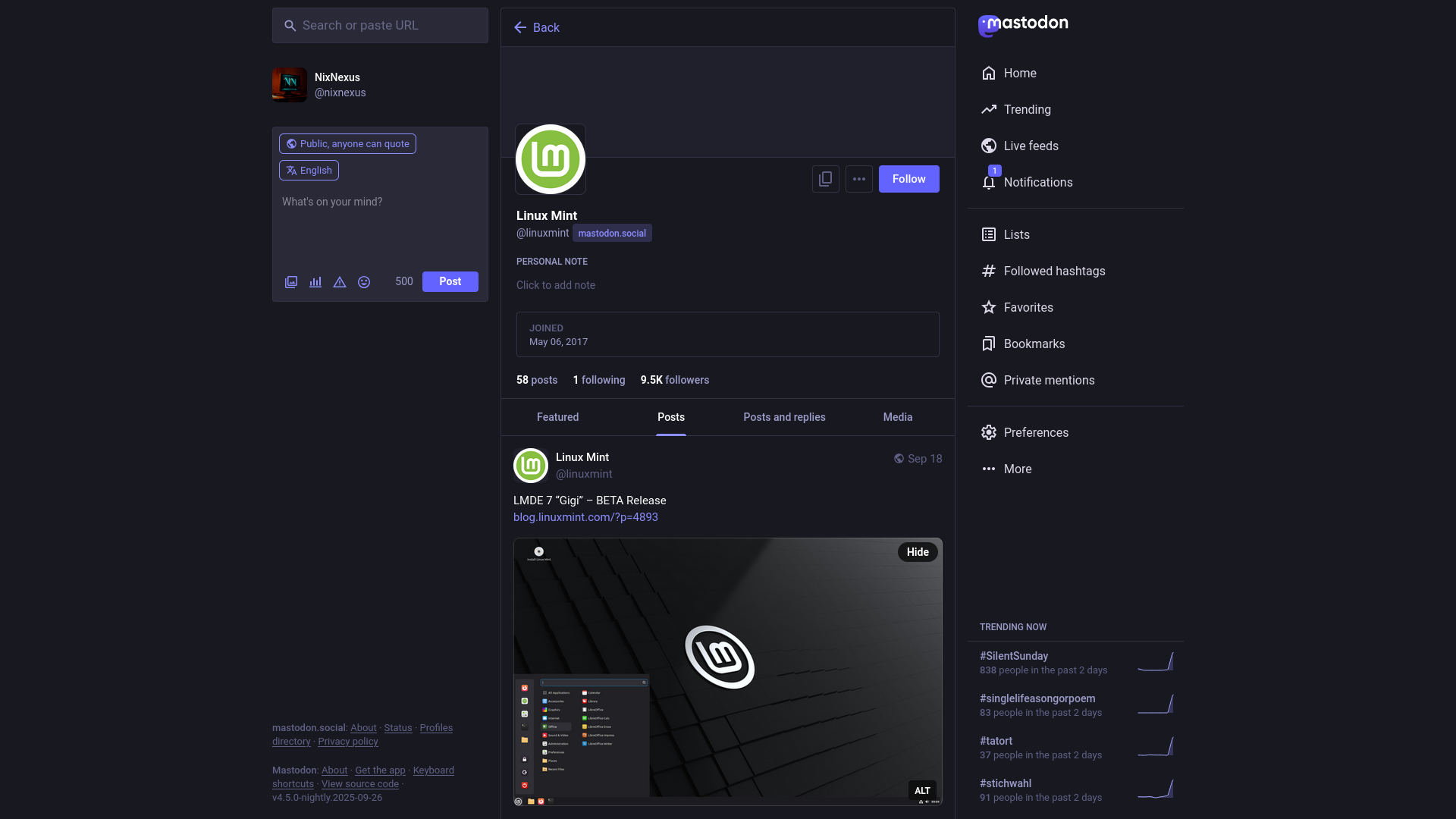 Linux-Mint-22.2-Mastodon