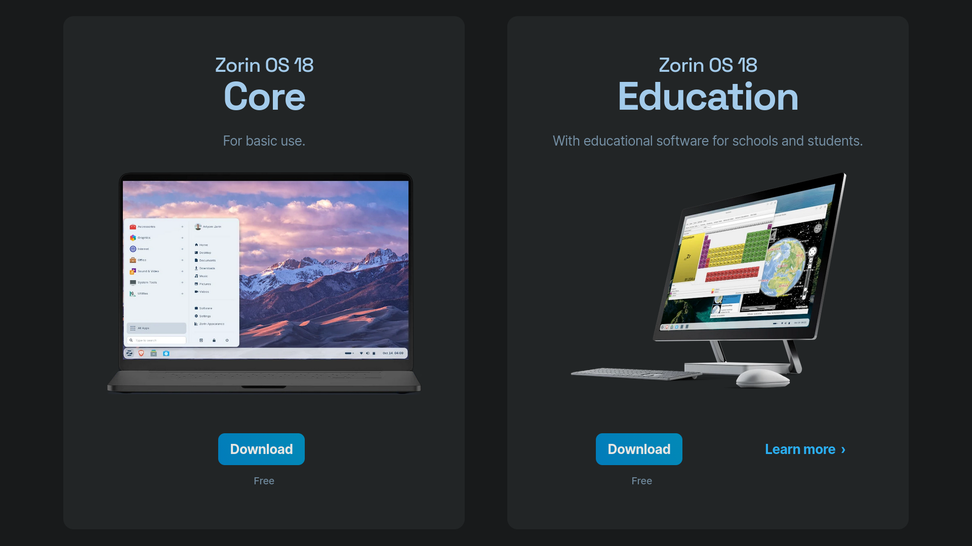 Zorin OS 18 - Core and Education Edition
