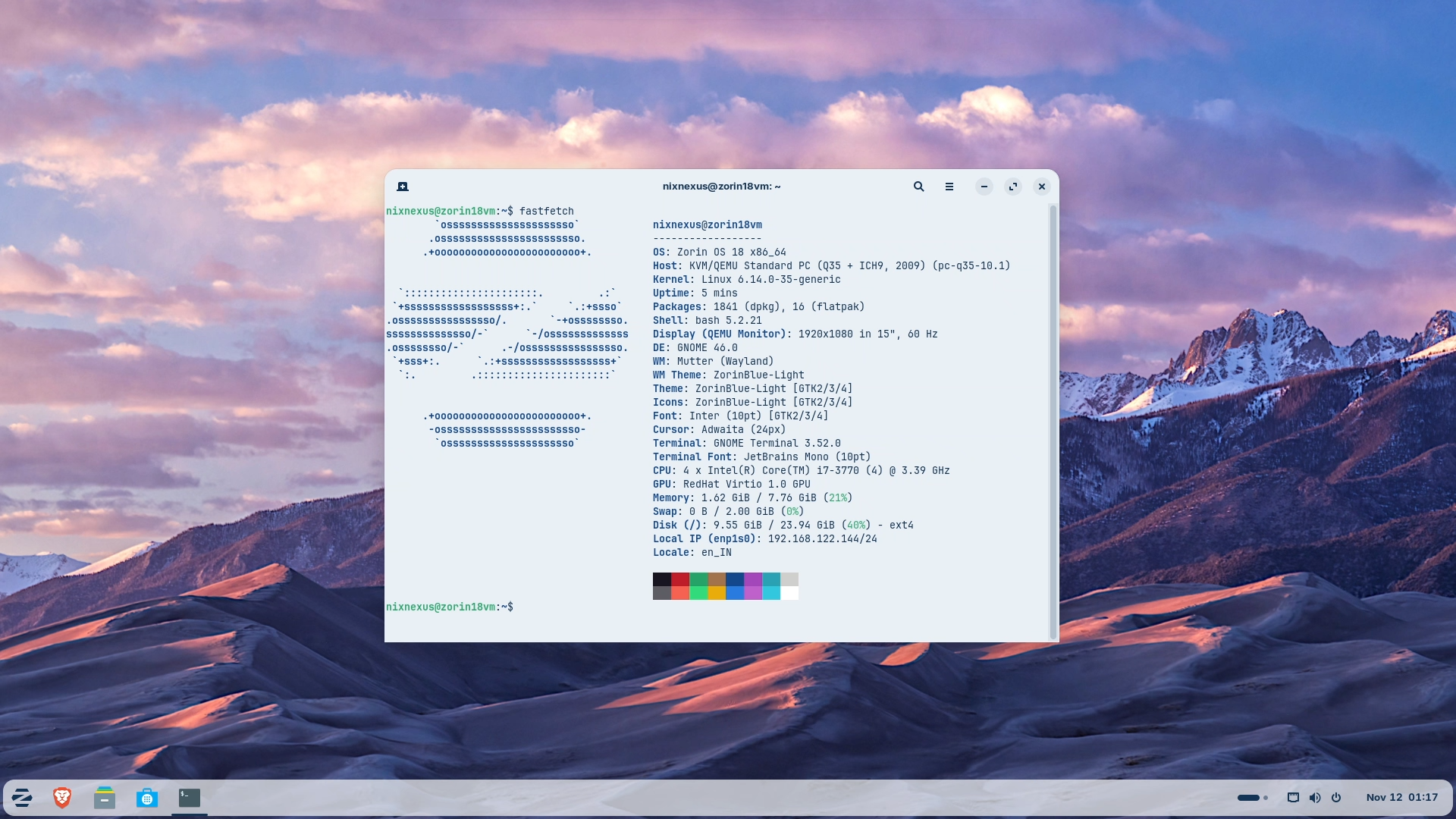 Zorin OS 18 - Fastfetch