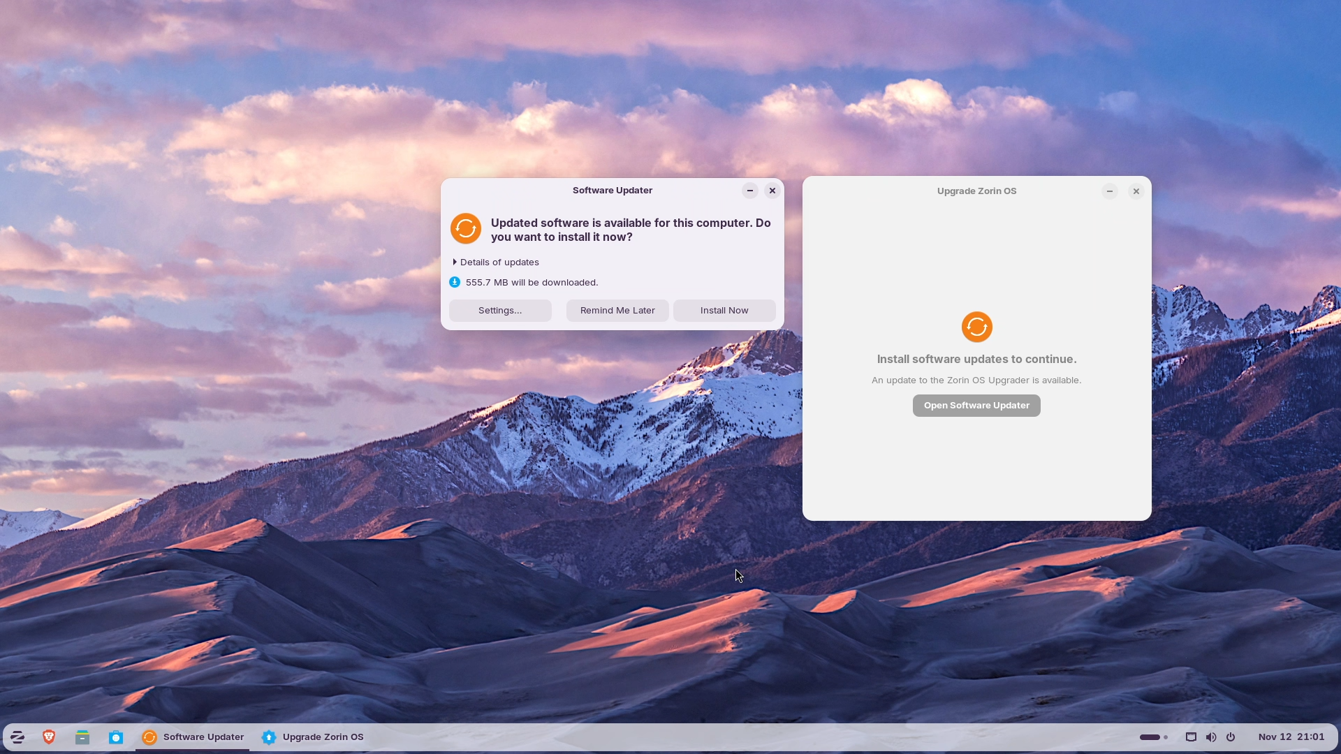 Zorin Software and System Update Manager