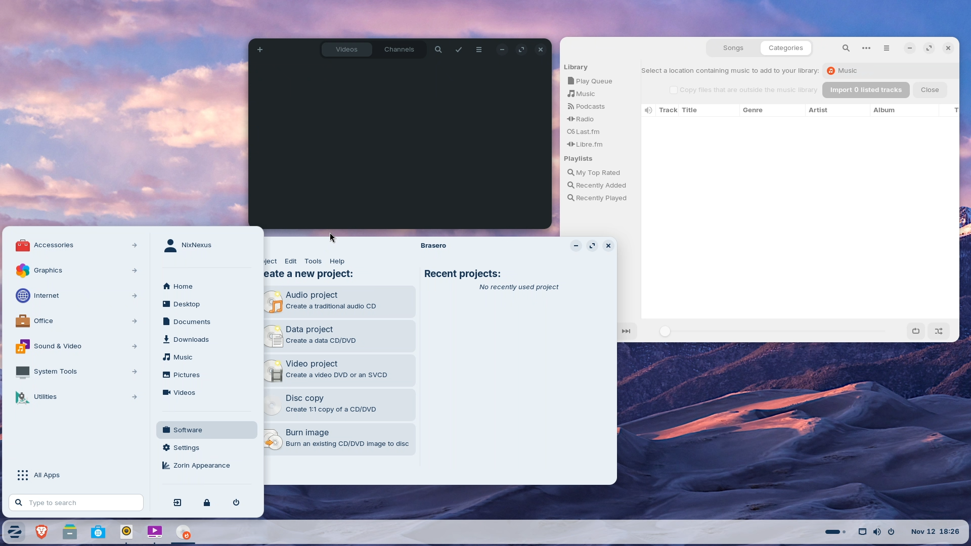 Zorin OS 18 - Music and Video Player, and a CD/DVD Ripper and Burner