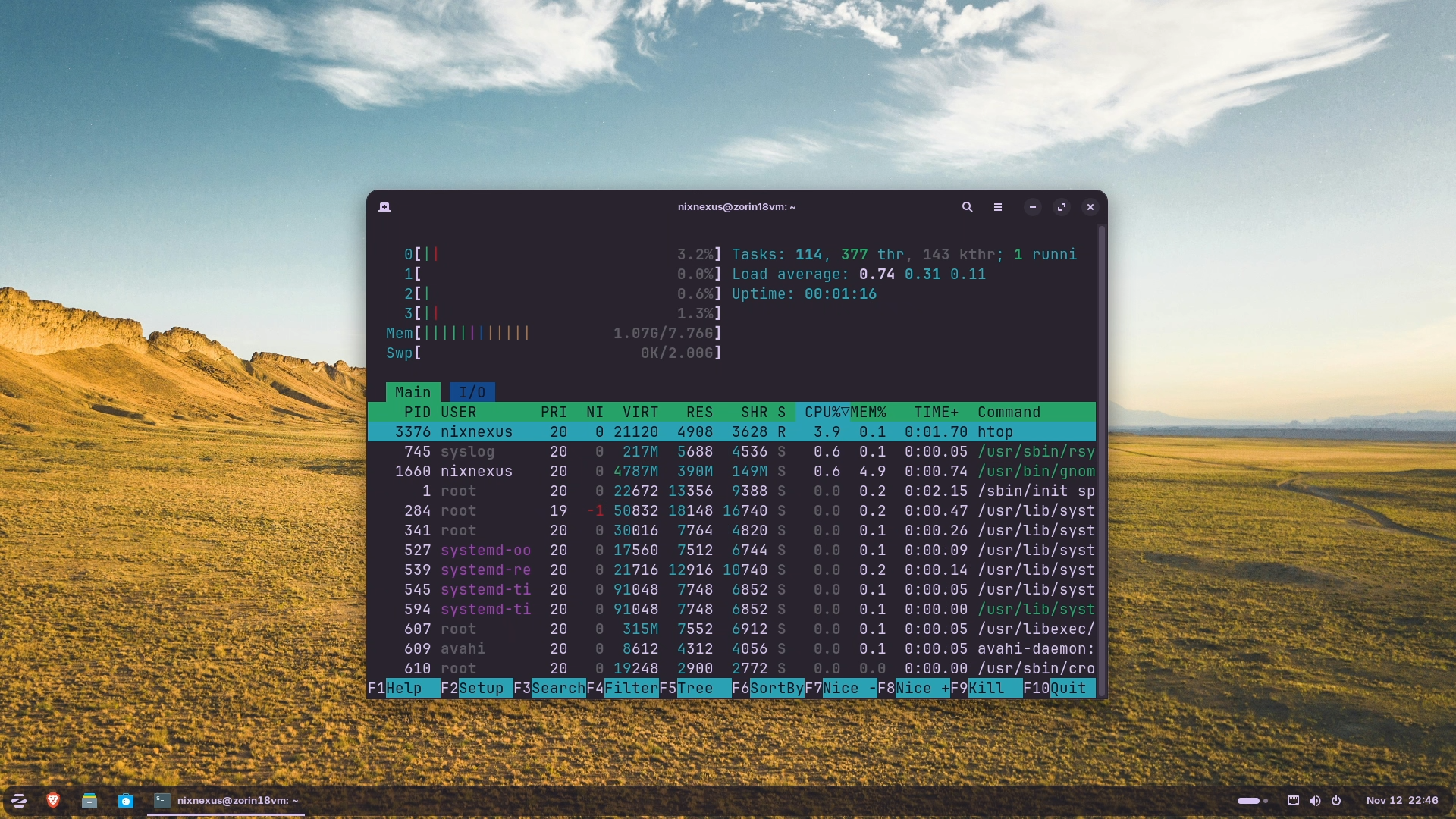 Zorin OS 18 - HTOP