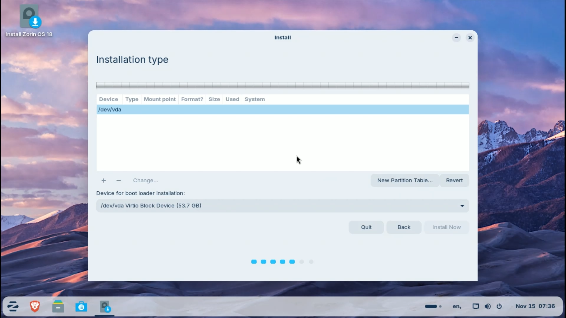 Zorin OS installation Step 4.3 - Manual Partition