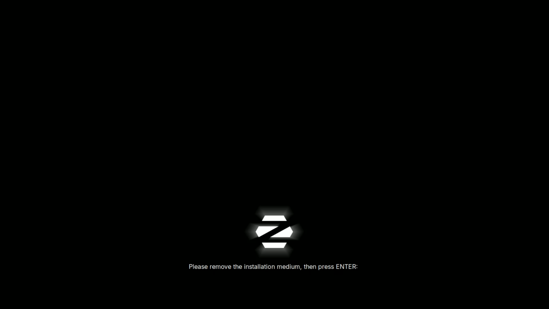 Zorin OS Post Installation Remove Installation Media Prompt