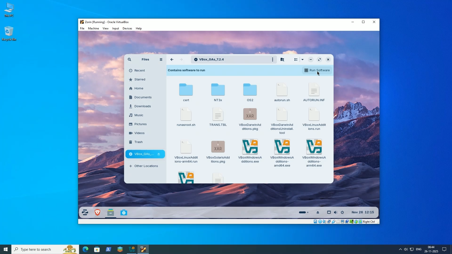 Zorin OS Guest Additions Install in VirtualBox2