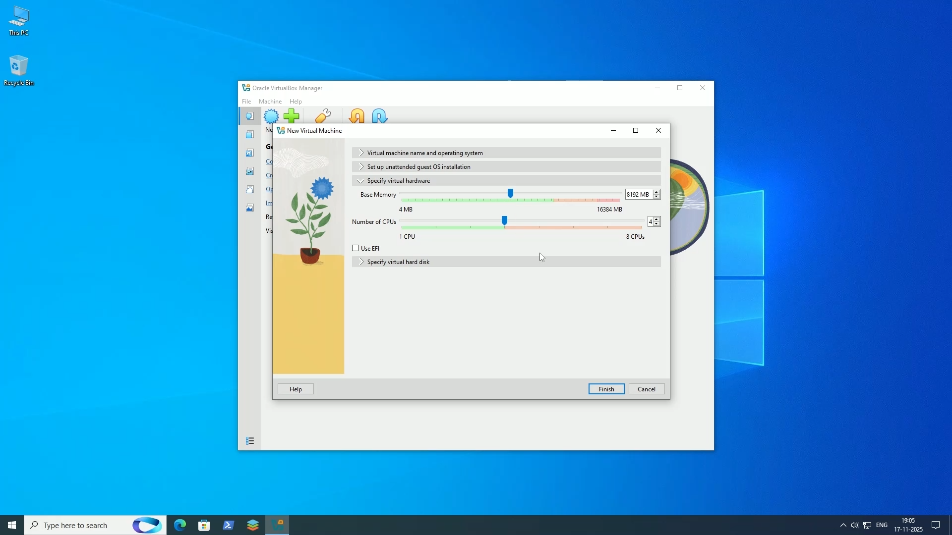 VirtualBox Setup: Virtual Hardware