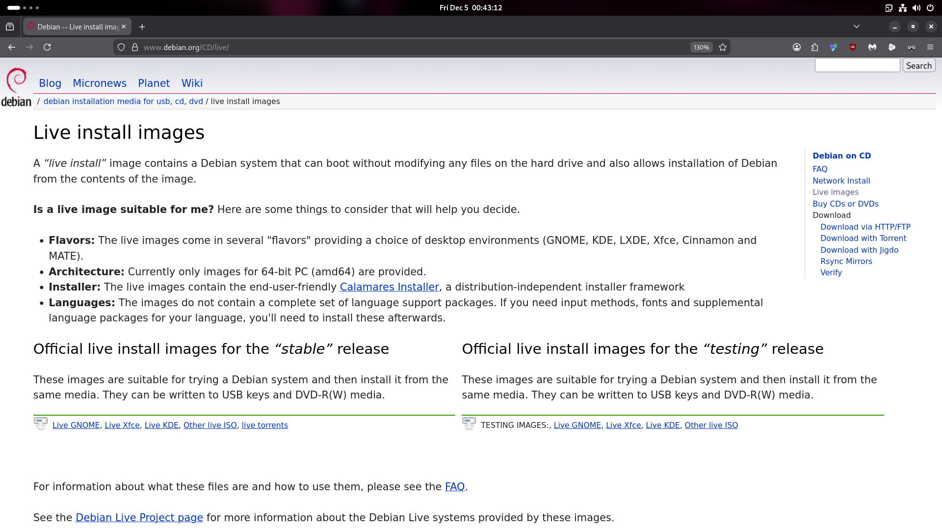 Debian Live Images Page