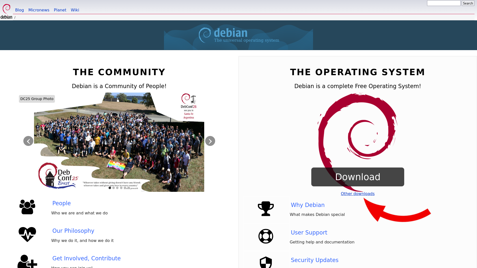 Debian Home Page Page