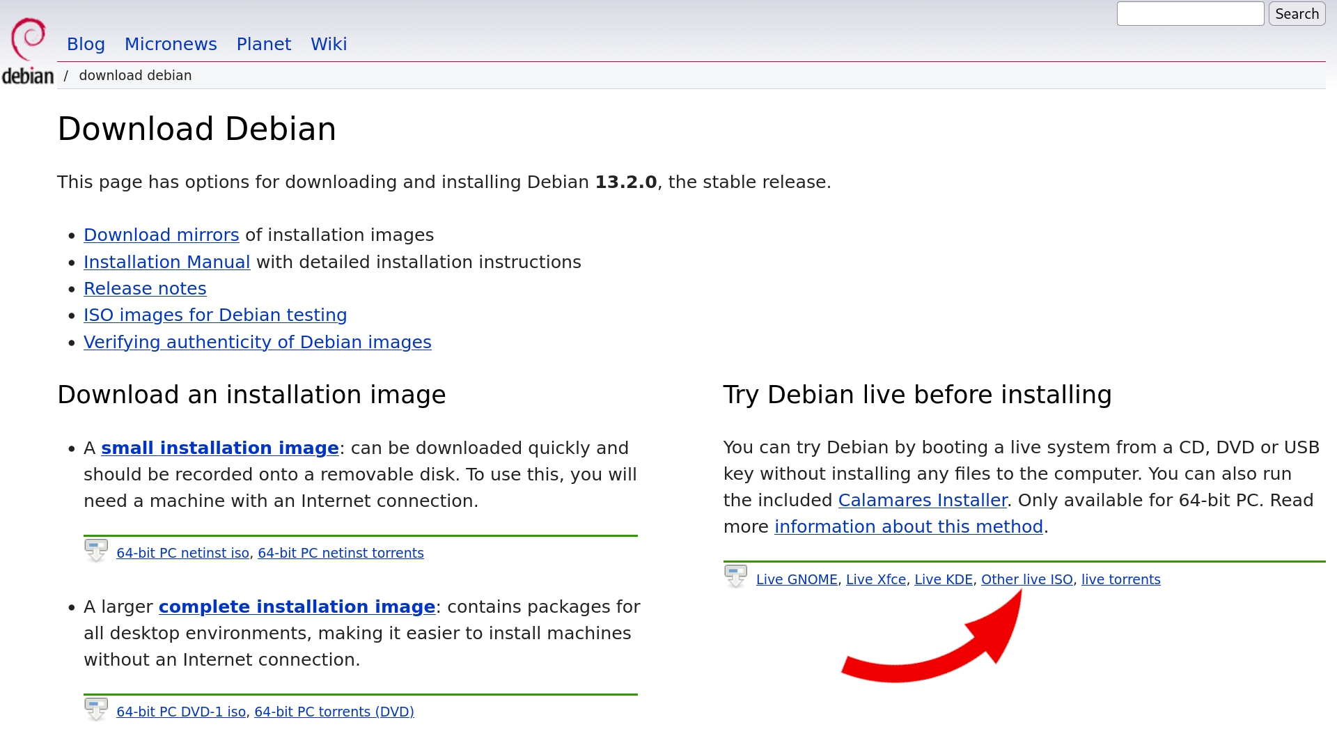 Debian ISO Download Page