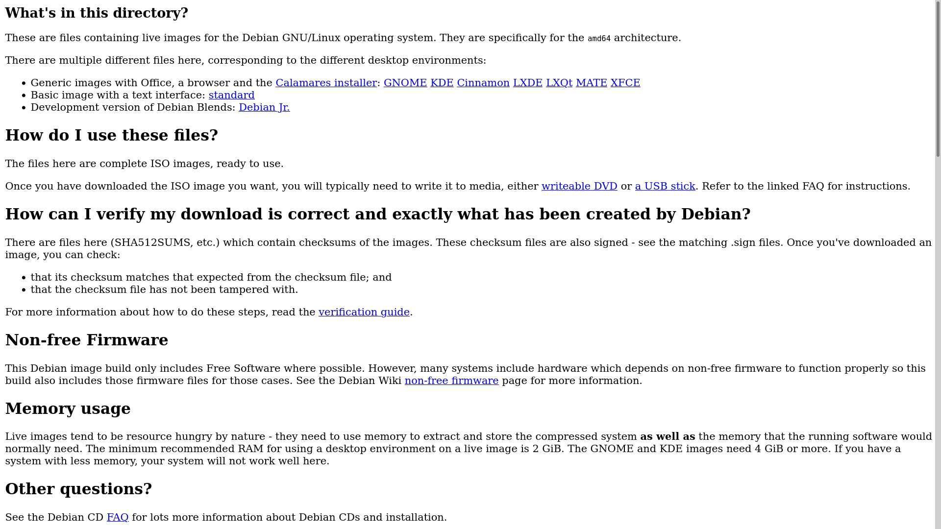 Debian Live Image Directory