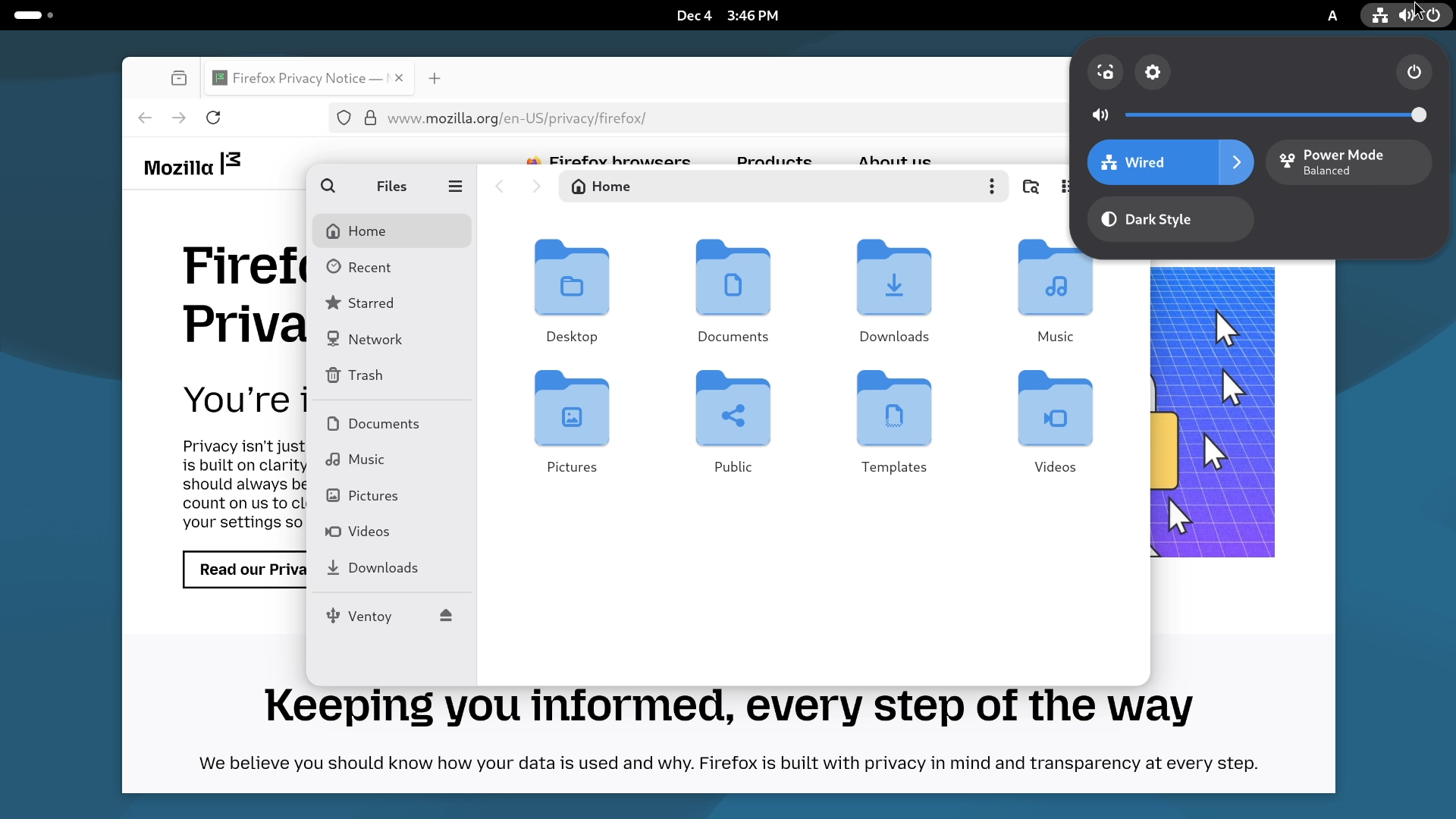 Debian Desktop System Tray