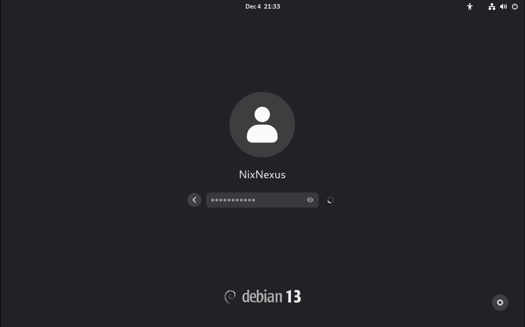 Debian Login Screen