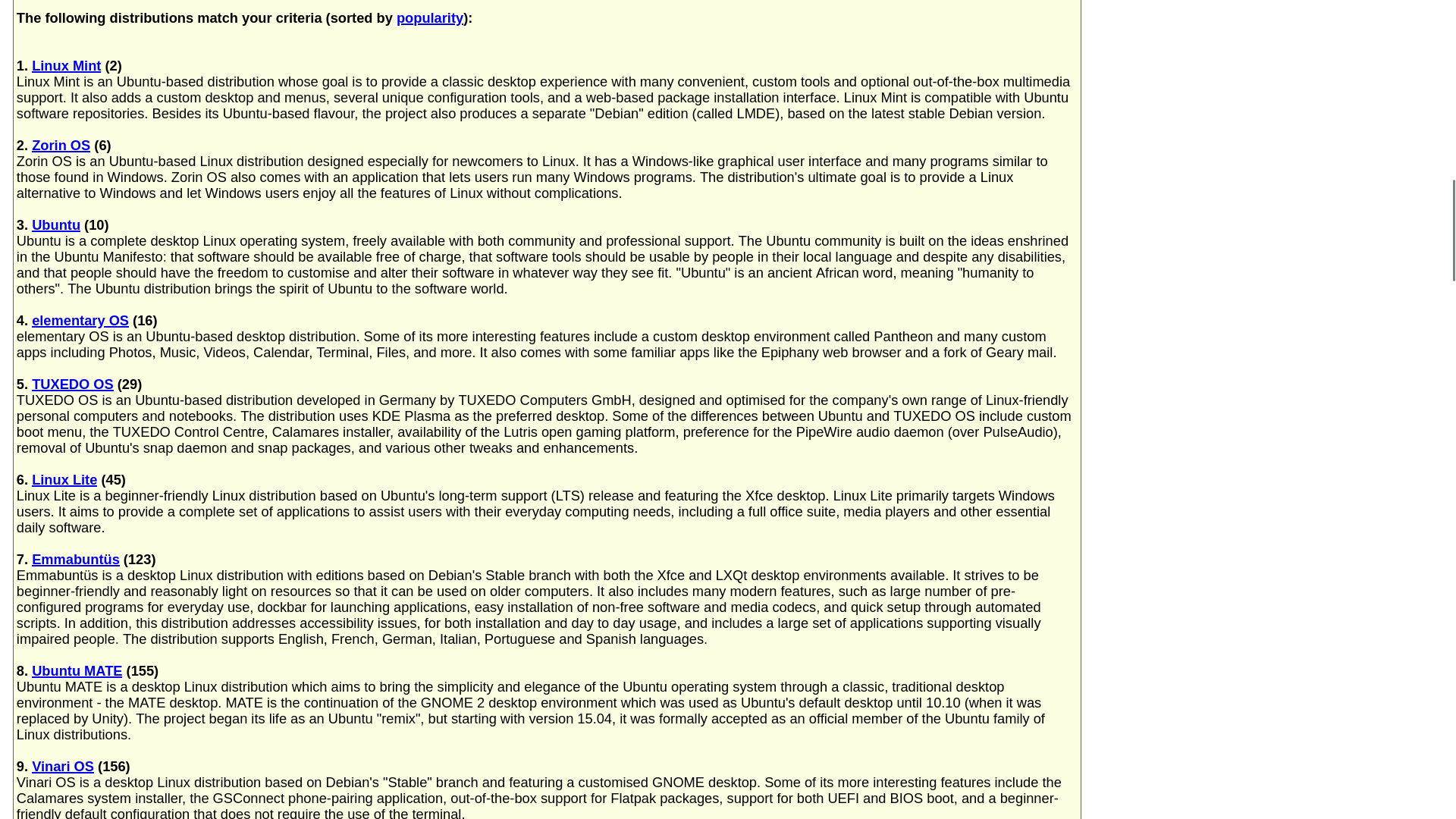 DistroWatch Search Filter - Results - Page 1