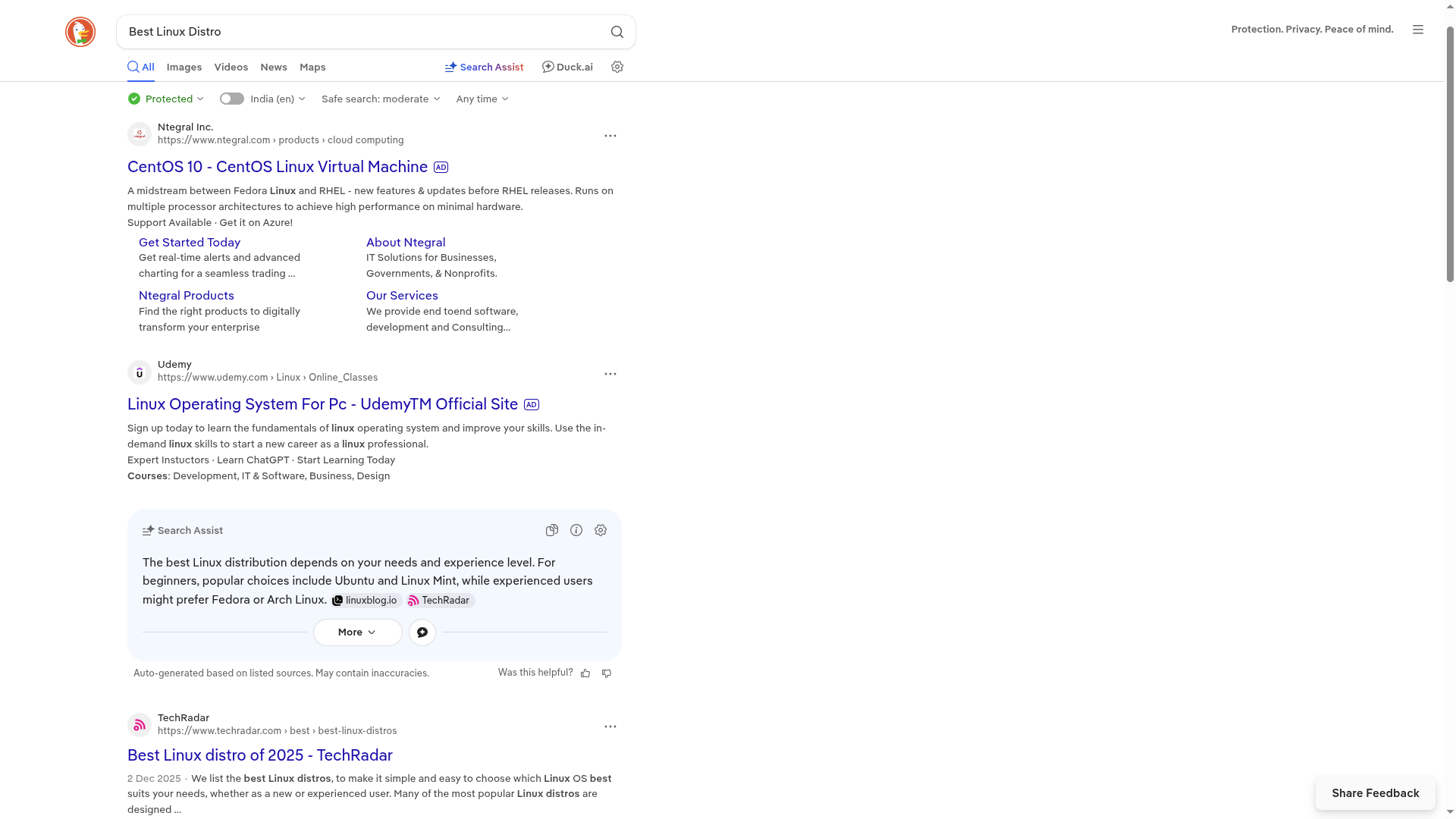 DuckDuckGo Search - Best Linux Distro