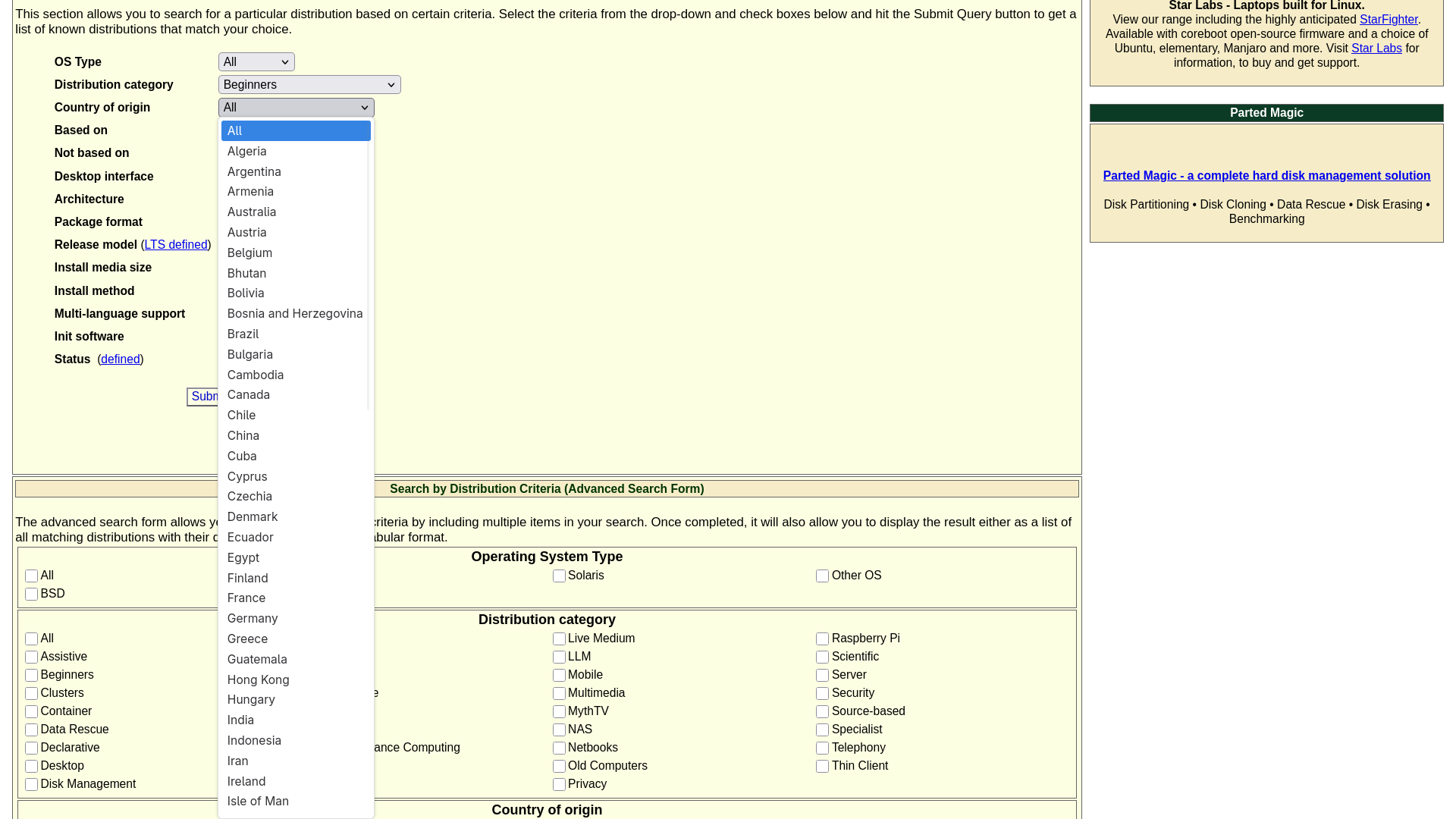 DistroWatch Search Filter - Question No.3: Country of Origin