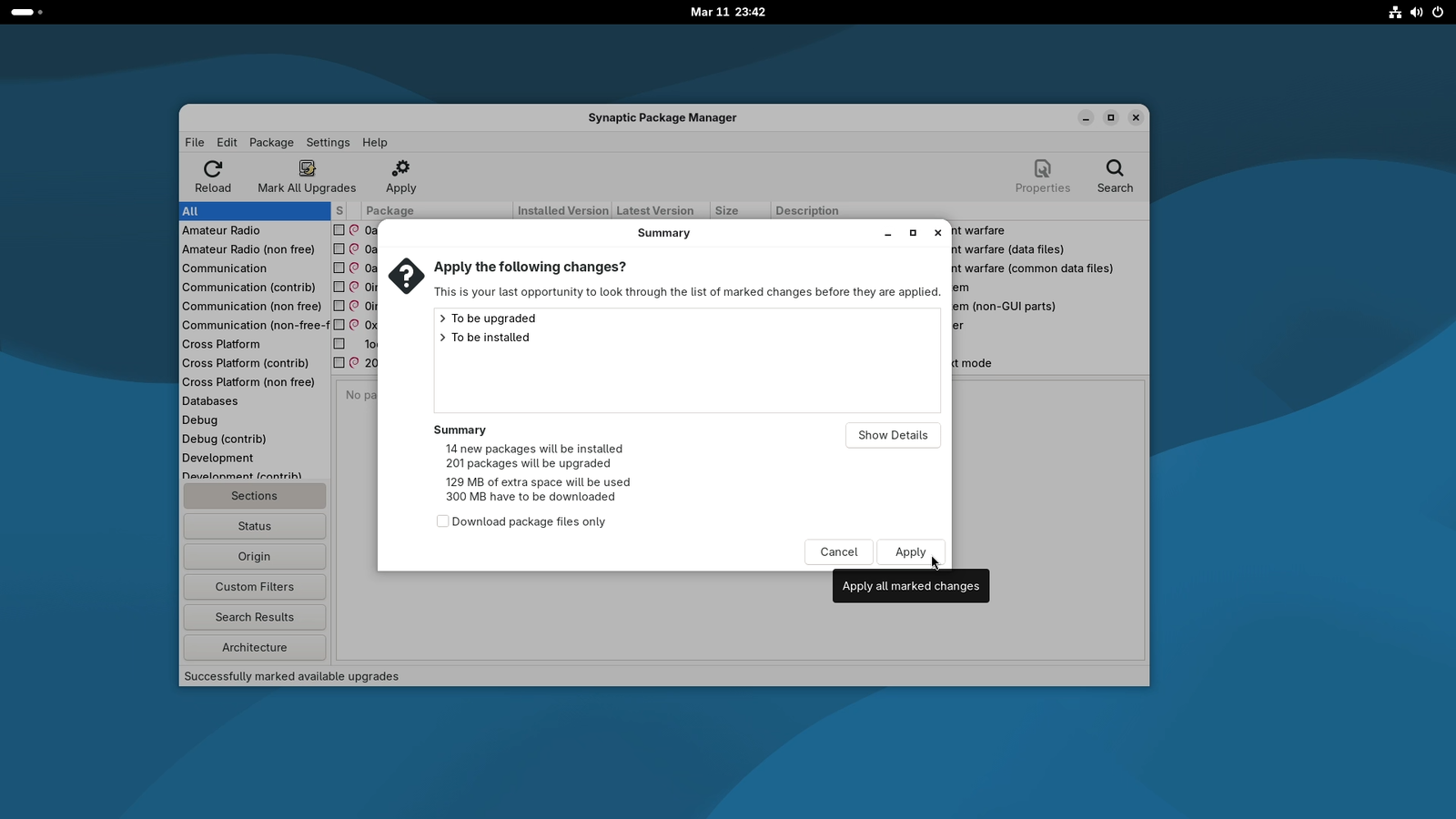 Synaptic Software Manager - Apply All Possible Upgrades