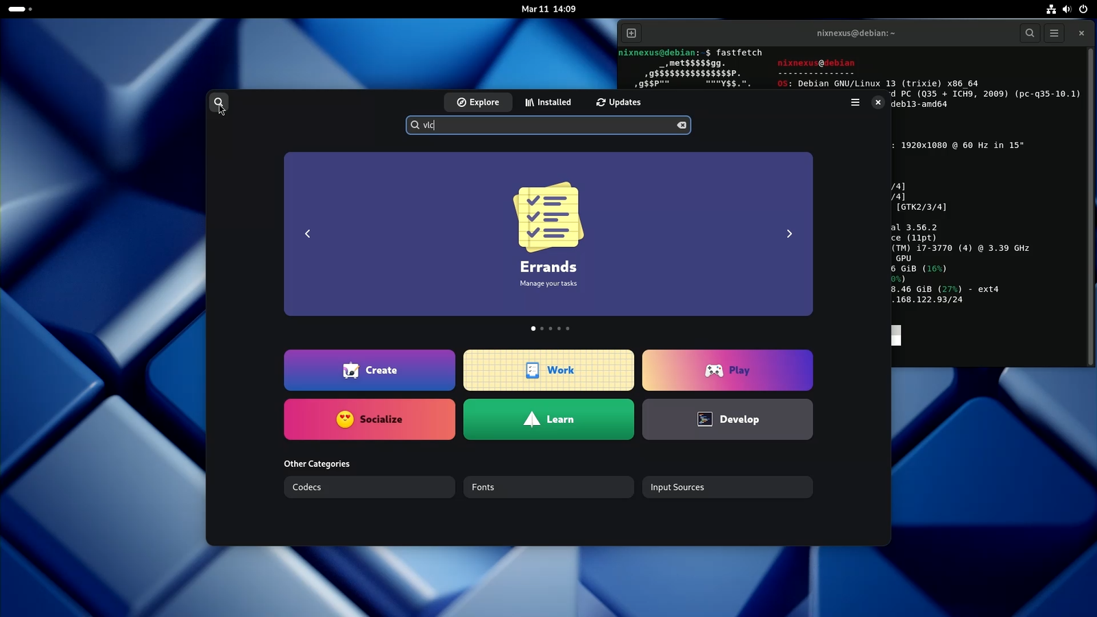 Gnome Software Center Search Facility