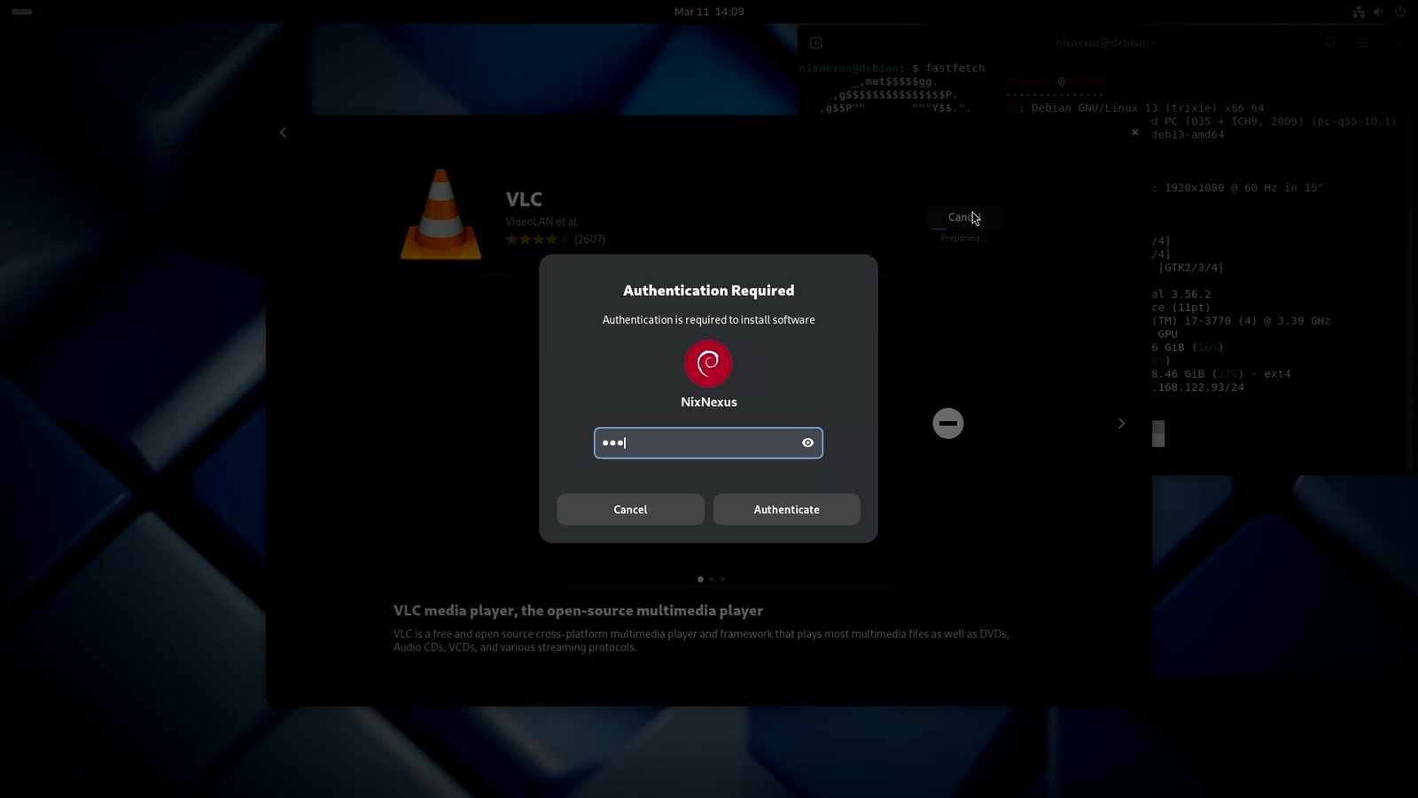 Authentication for Gnome Software Install
