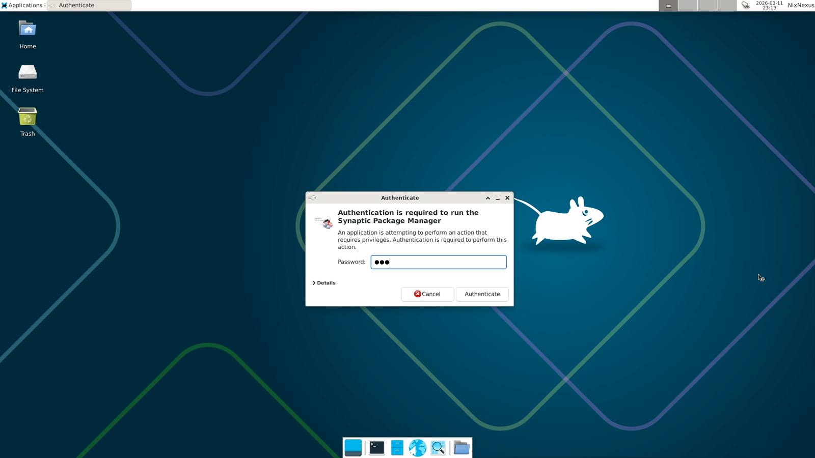 Synaptic Software Manager Authentication