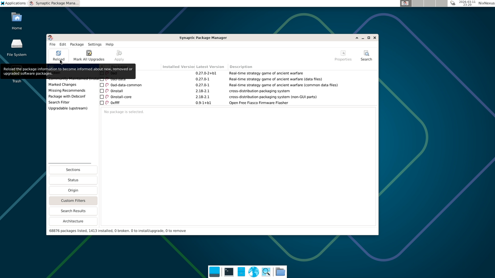 Synaptic Software Manager Repository Sync