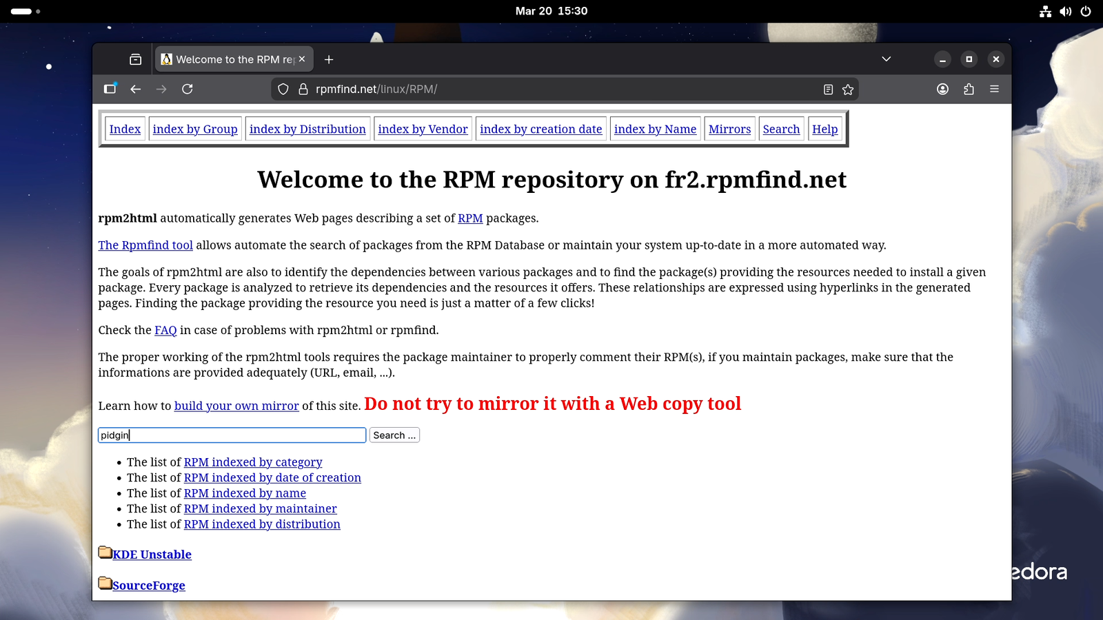 Search .rpm Packages
