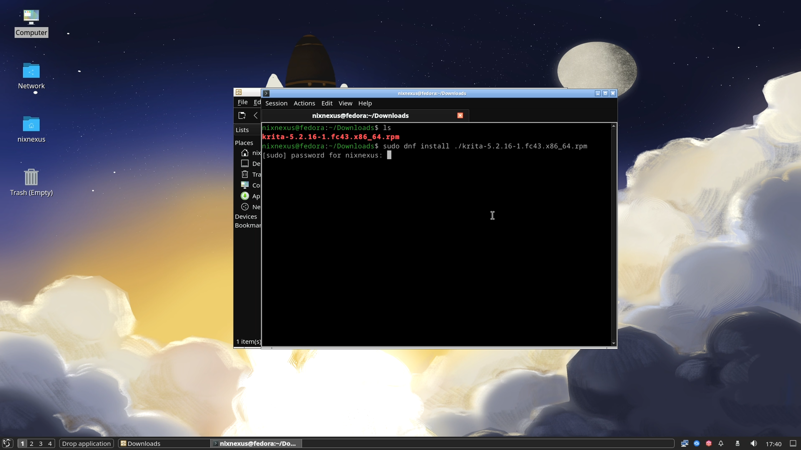 Installing Krita.rpm using CLI and DNF Package Manager