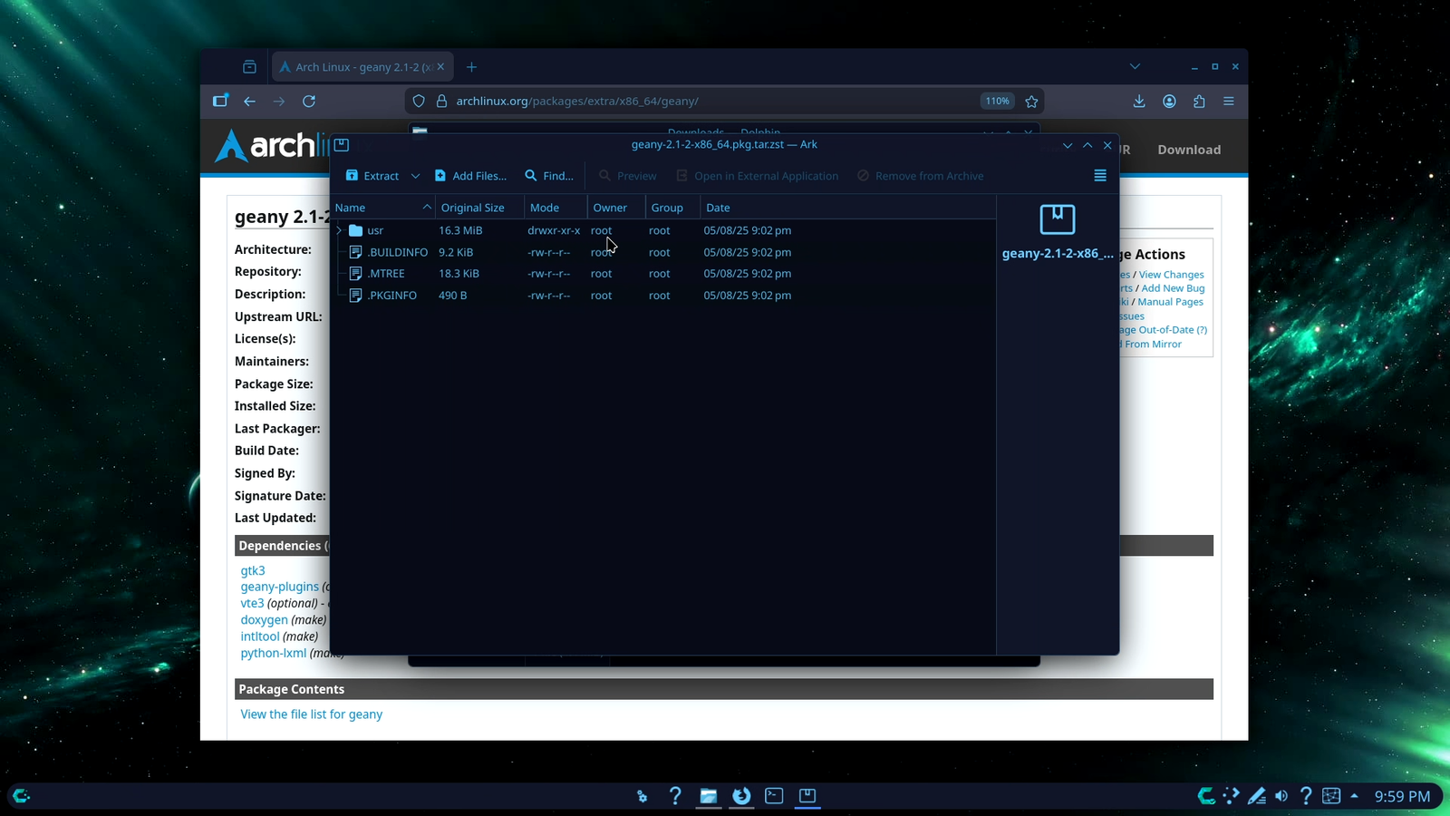 CachyOS treating .pkg.tar.zst as an archive