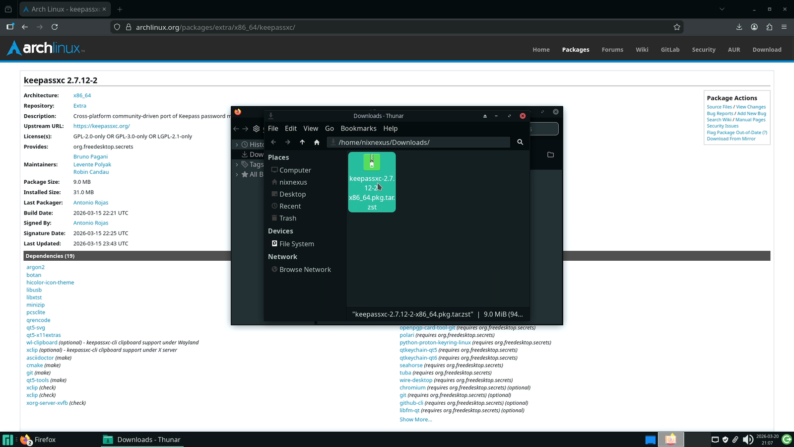 Manjaro Thunar File Manager - Keepassxc.pkg.tar.zst