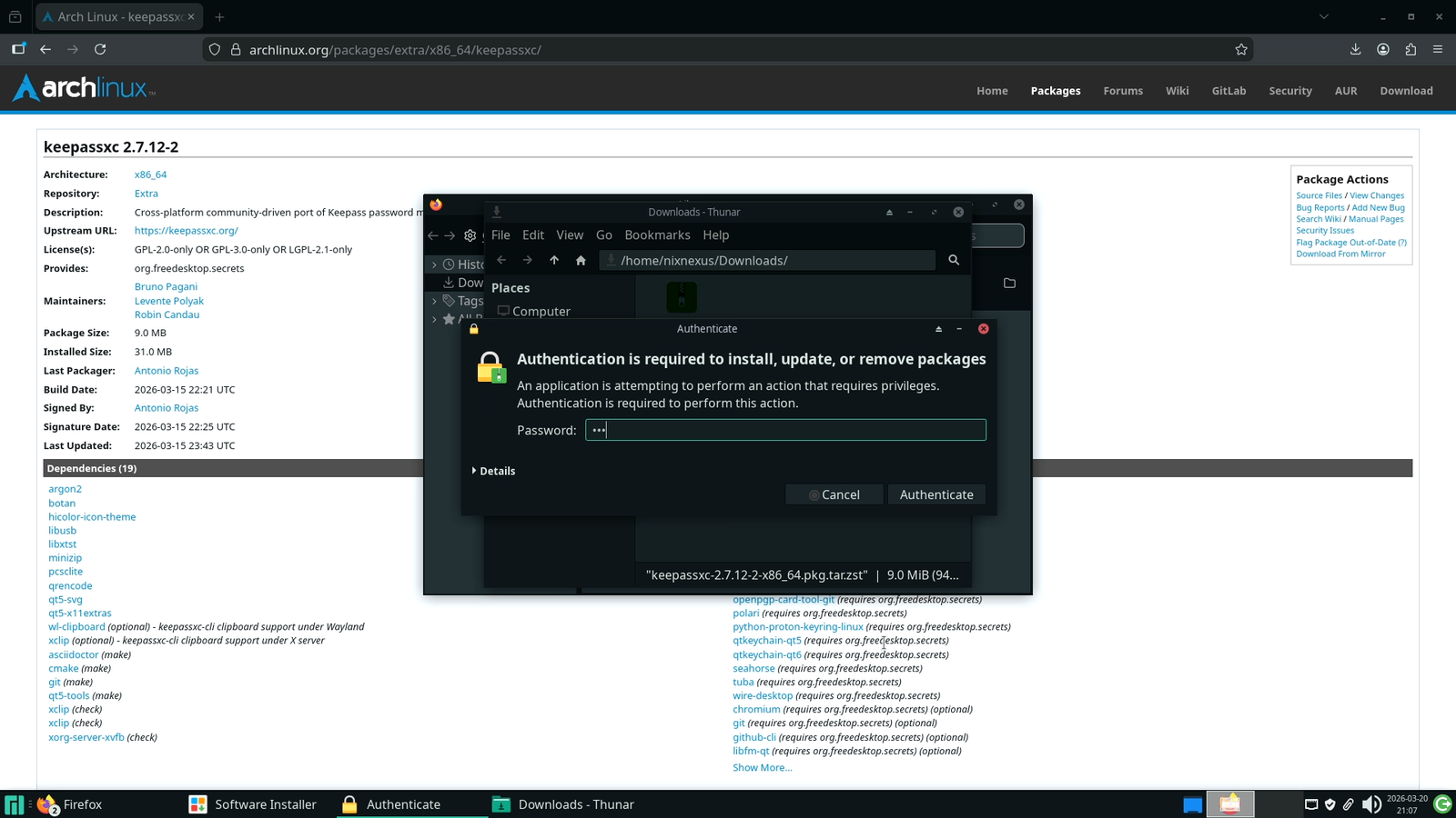 Authenticate Manjaro Pamac to Install .pkg.tar.zst packages