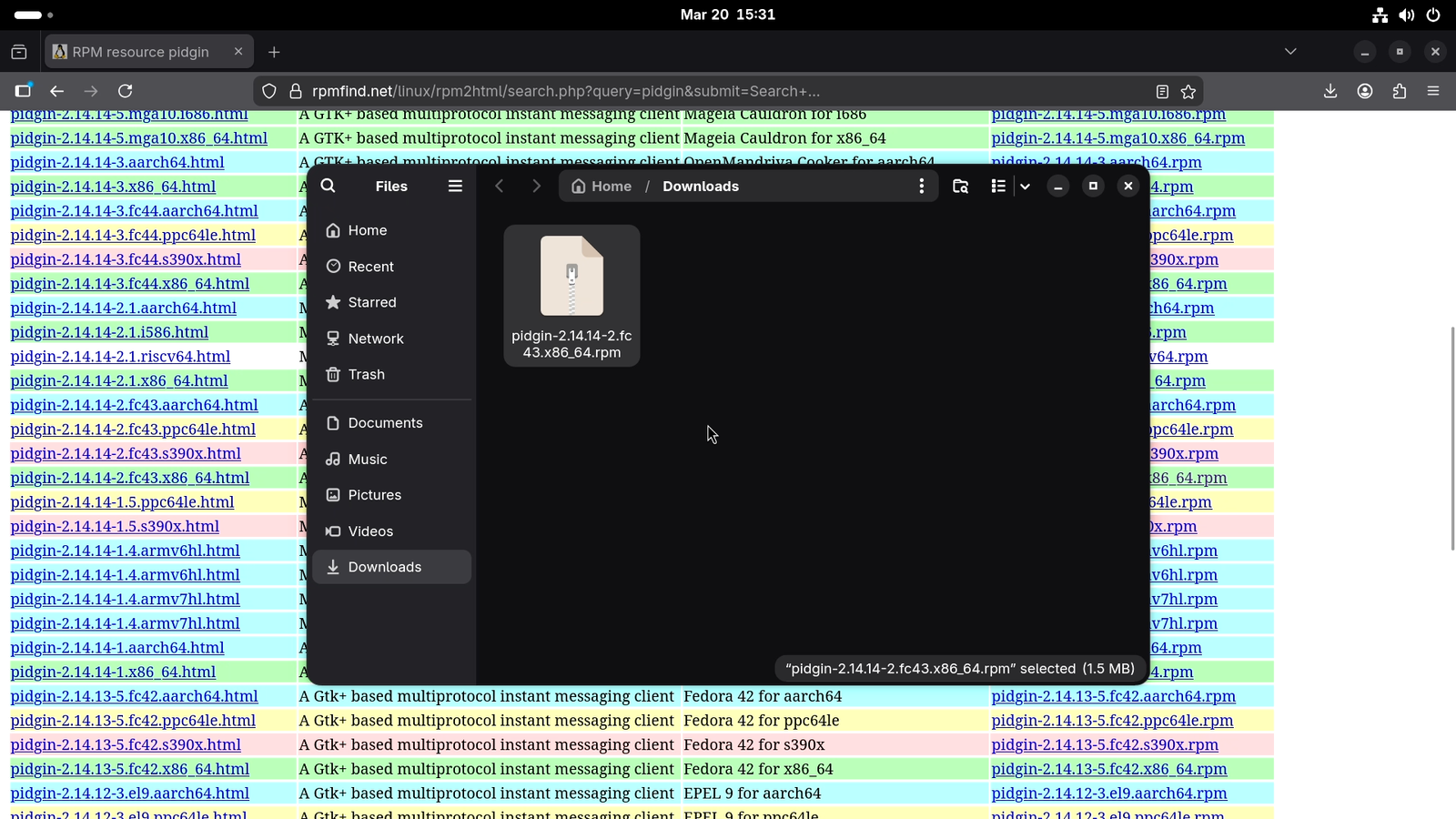 Pidgin.rpm on Fedora