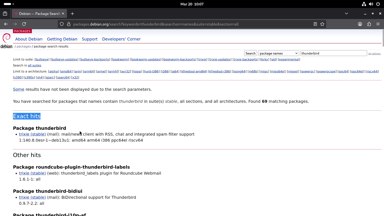packages.debian.org - Results Page