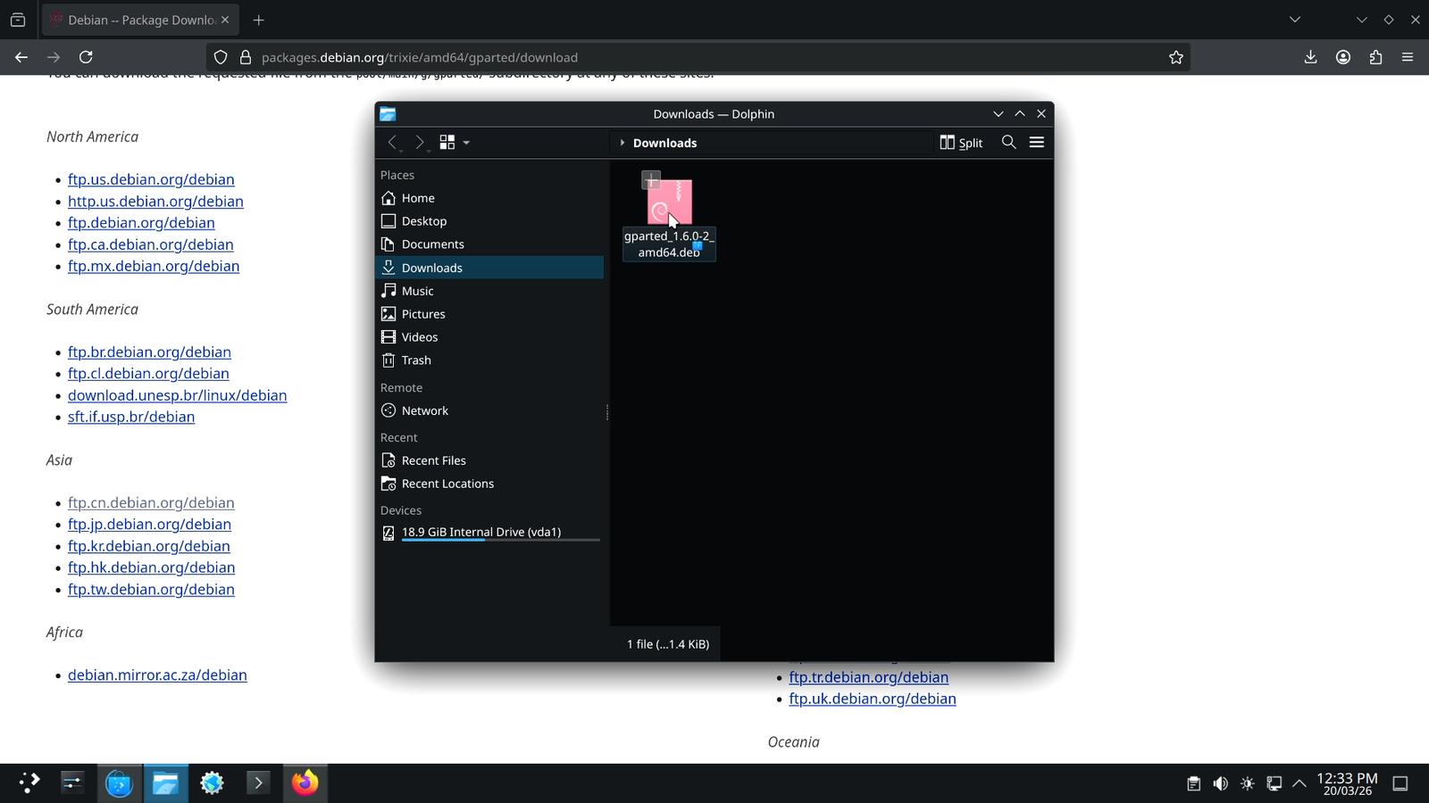 .deb Package in Dolphin File Manager