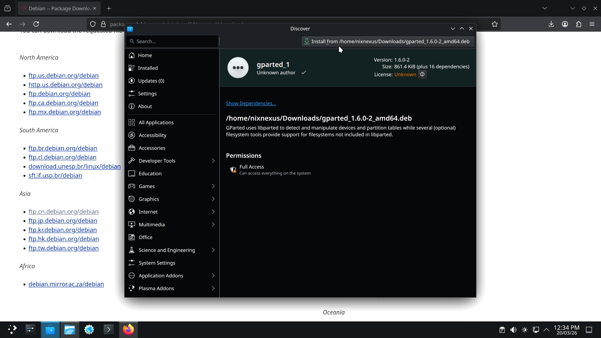 Installing .deb Package with Discover Software Center