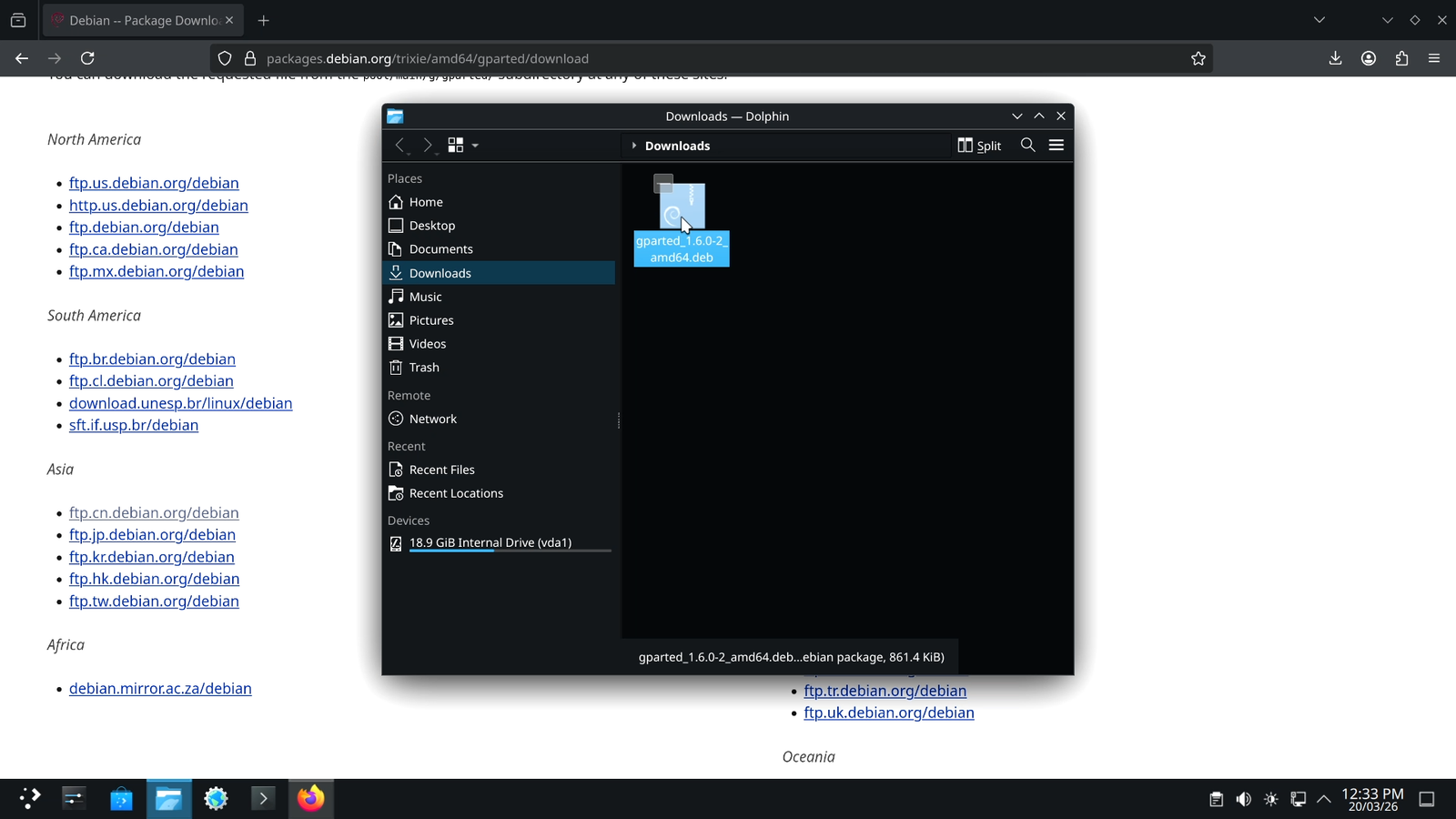 .deb Package in Dolphin File Manager
