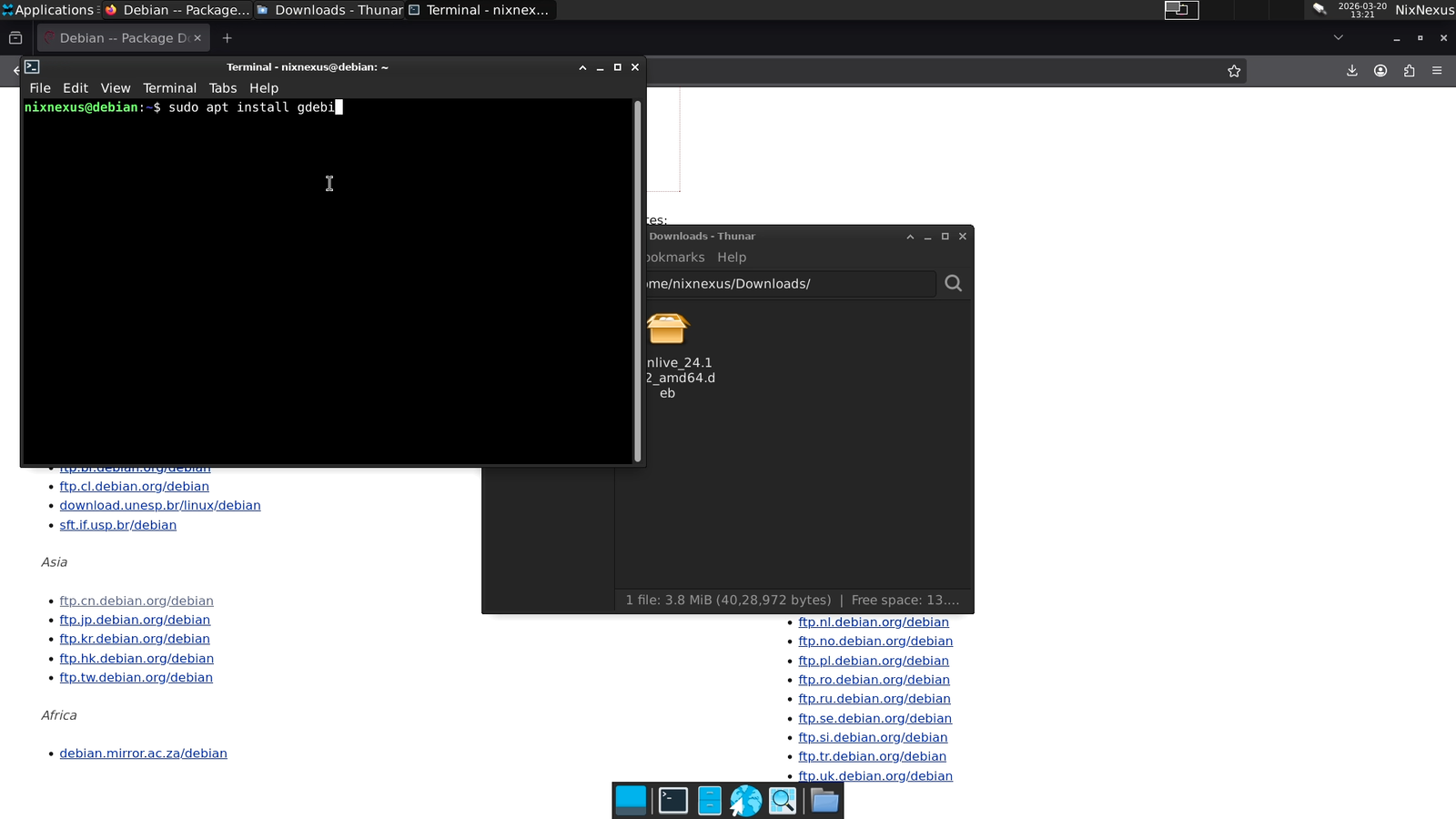 Installing GDEBI with sudo apt install gdebi