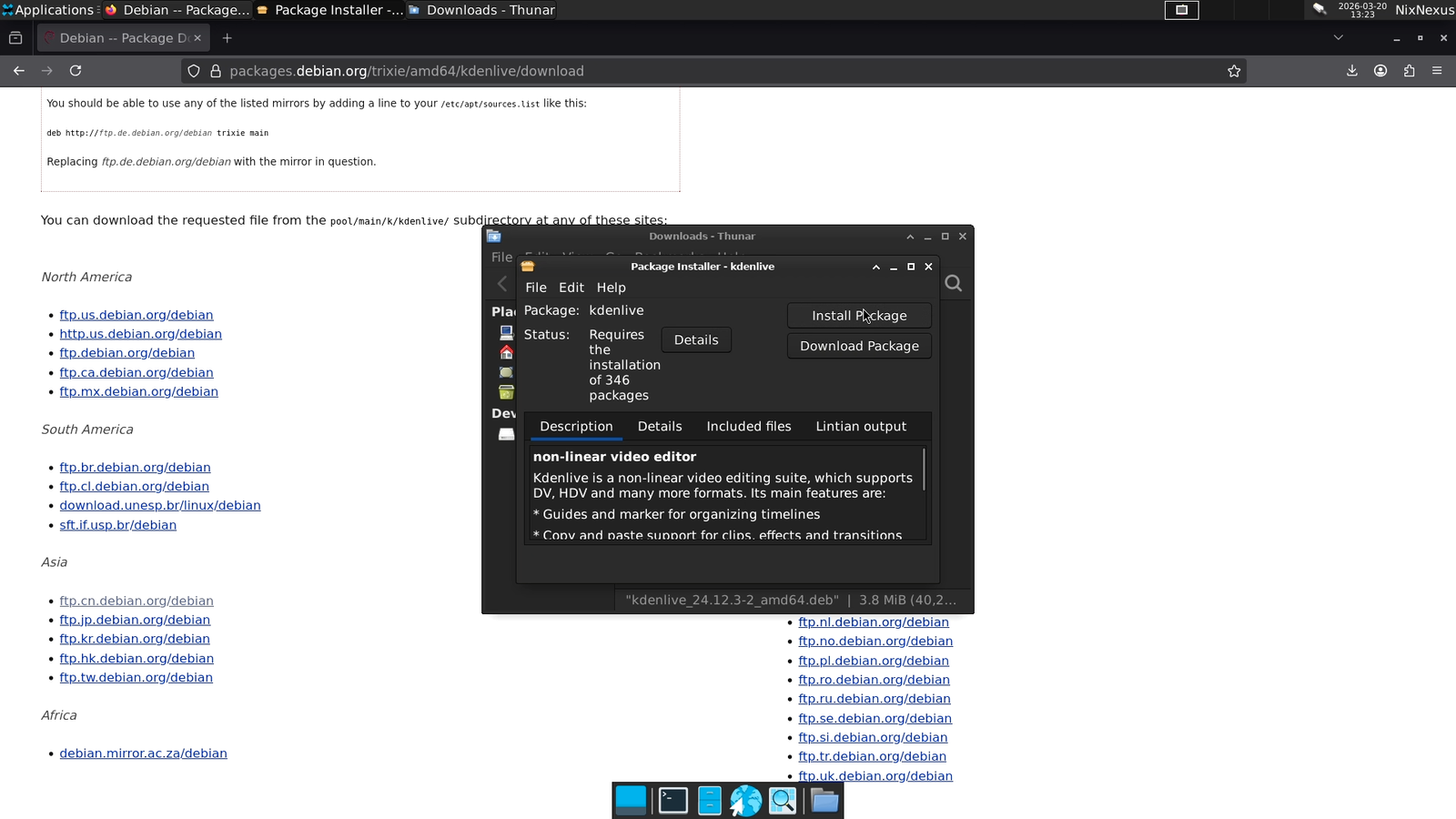 Installing Kdenlive.deb with Gdebi